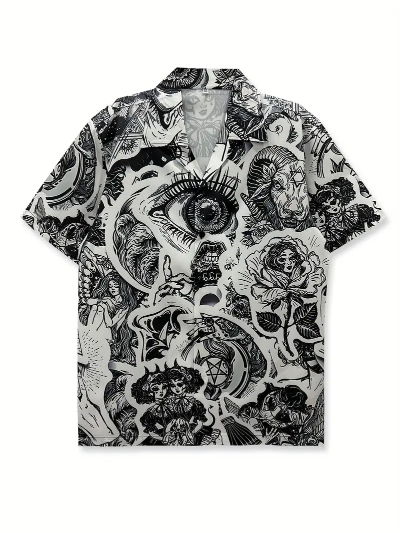 Men'S Floral Beach Retro Sketch Shirt