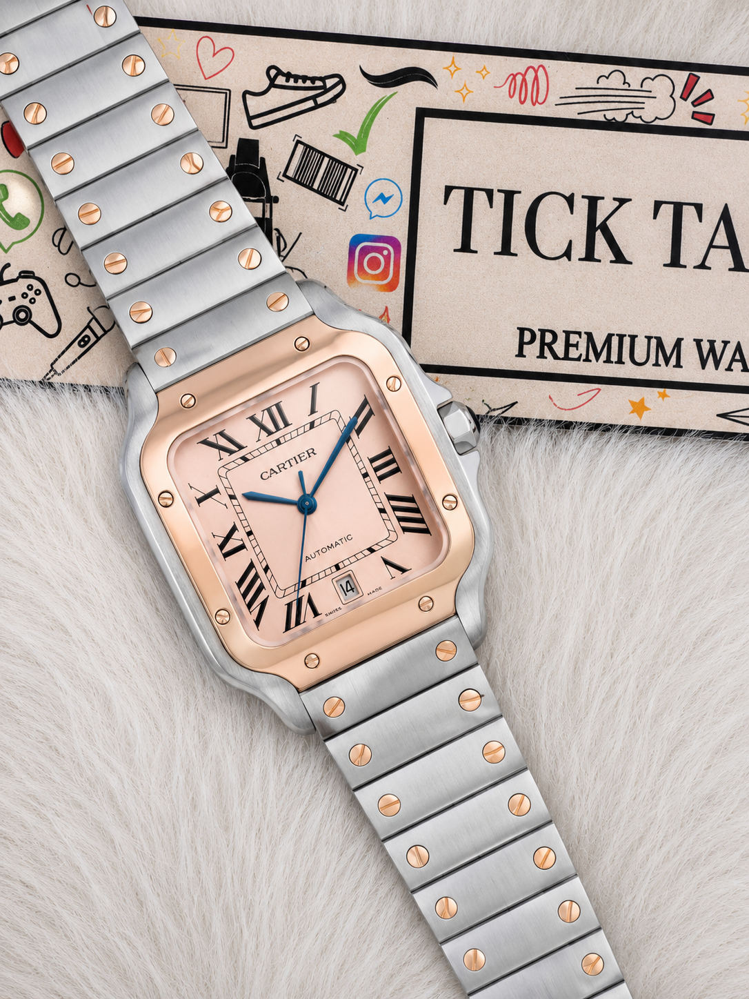 Champagne Gold Square Automatic Roman Dial Steel Watch