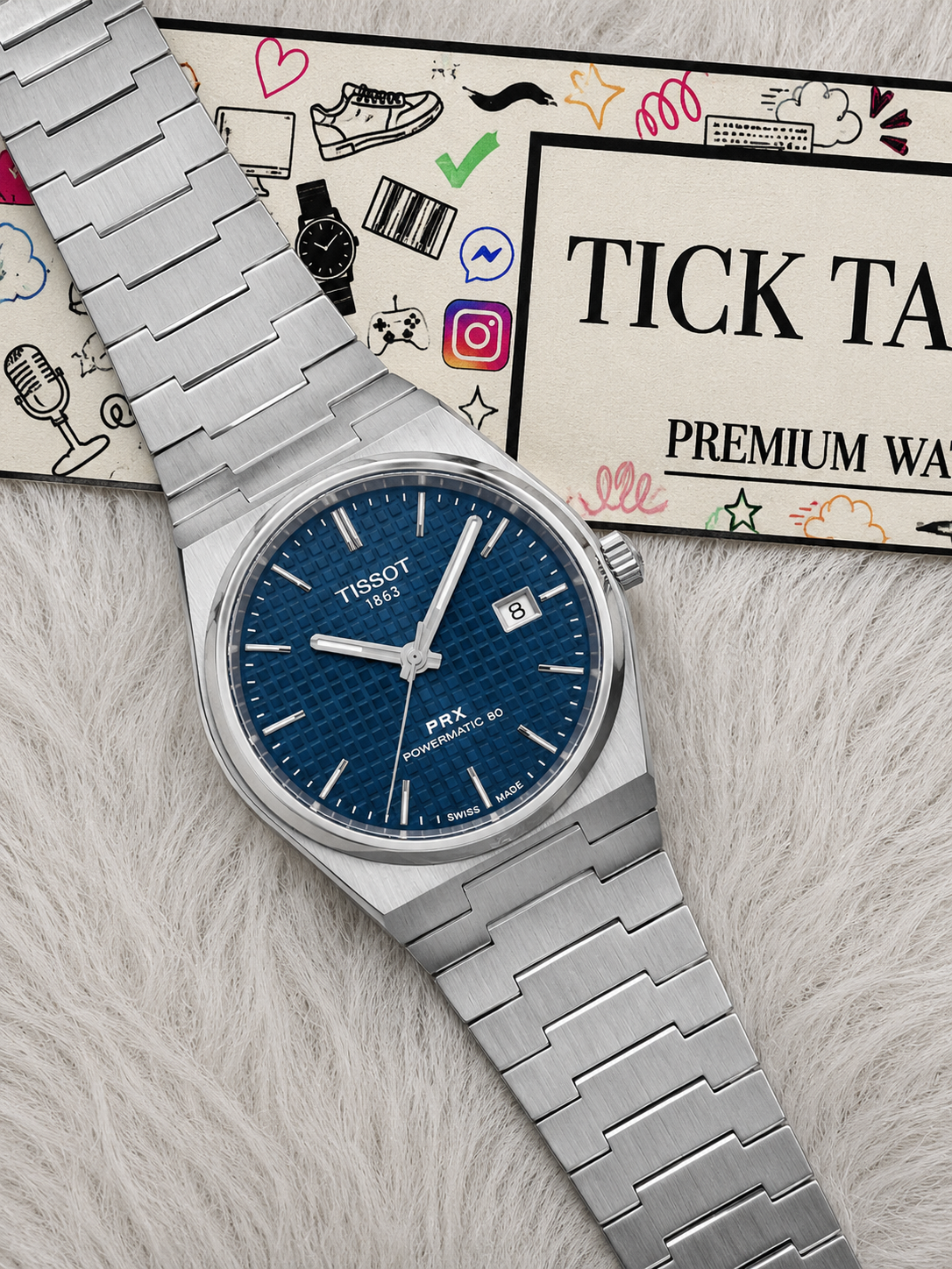 Deep Blue Textured Dial Steel Watch