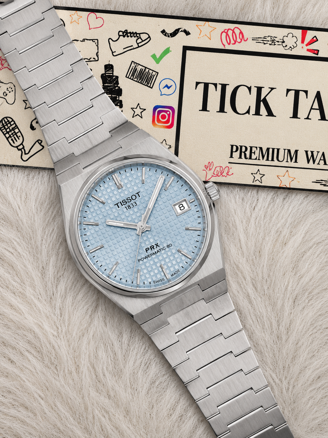 Ice Blue Textured Dial  Steel Watch