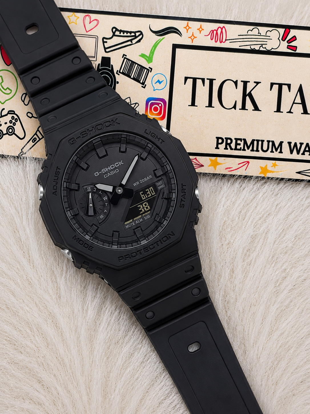 All-Black Stealth Tactical Men’s Watch with Digital-Analog Display