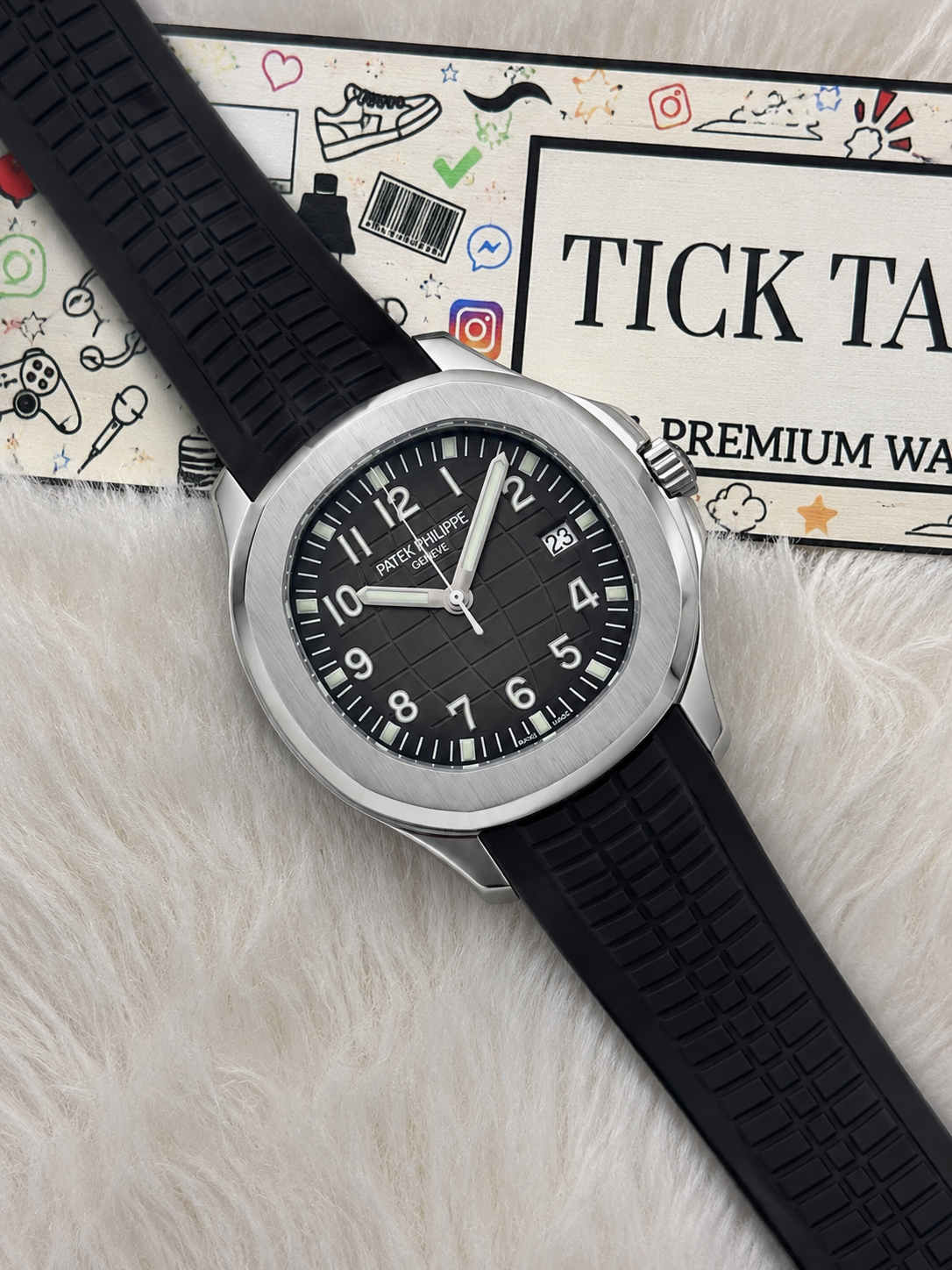 Luxury Stainless Steel Sport Watch Charcoal Embossed Dial Black Rubber Strap Premium Watch – Men