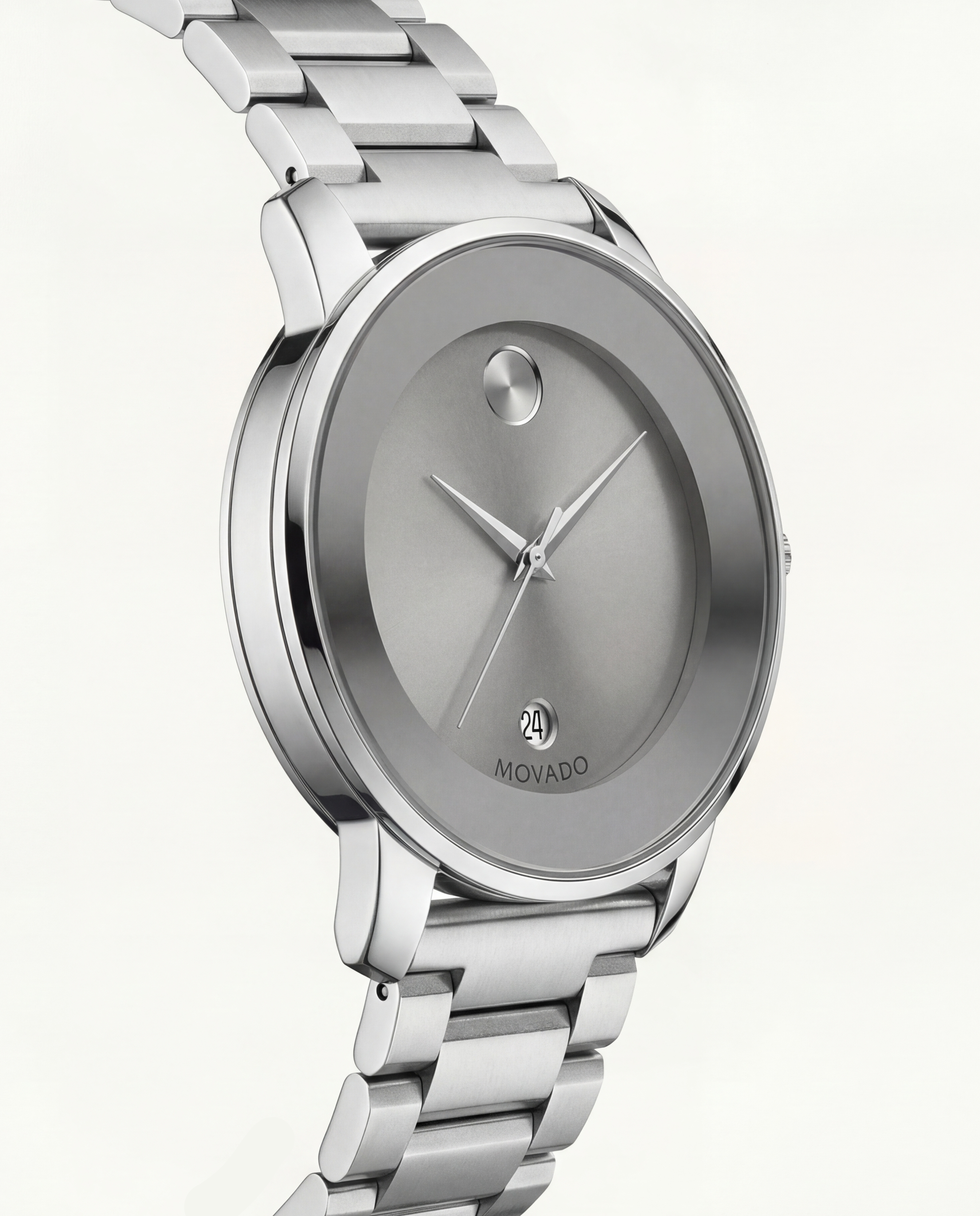Pure Silver Minimalist Men’s Stainless Steel Watch