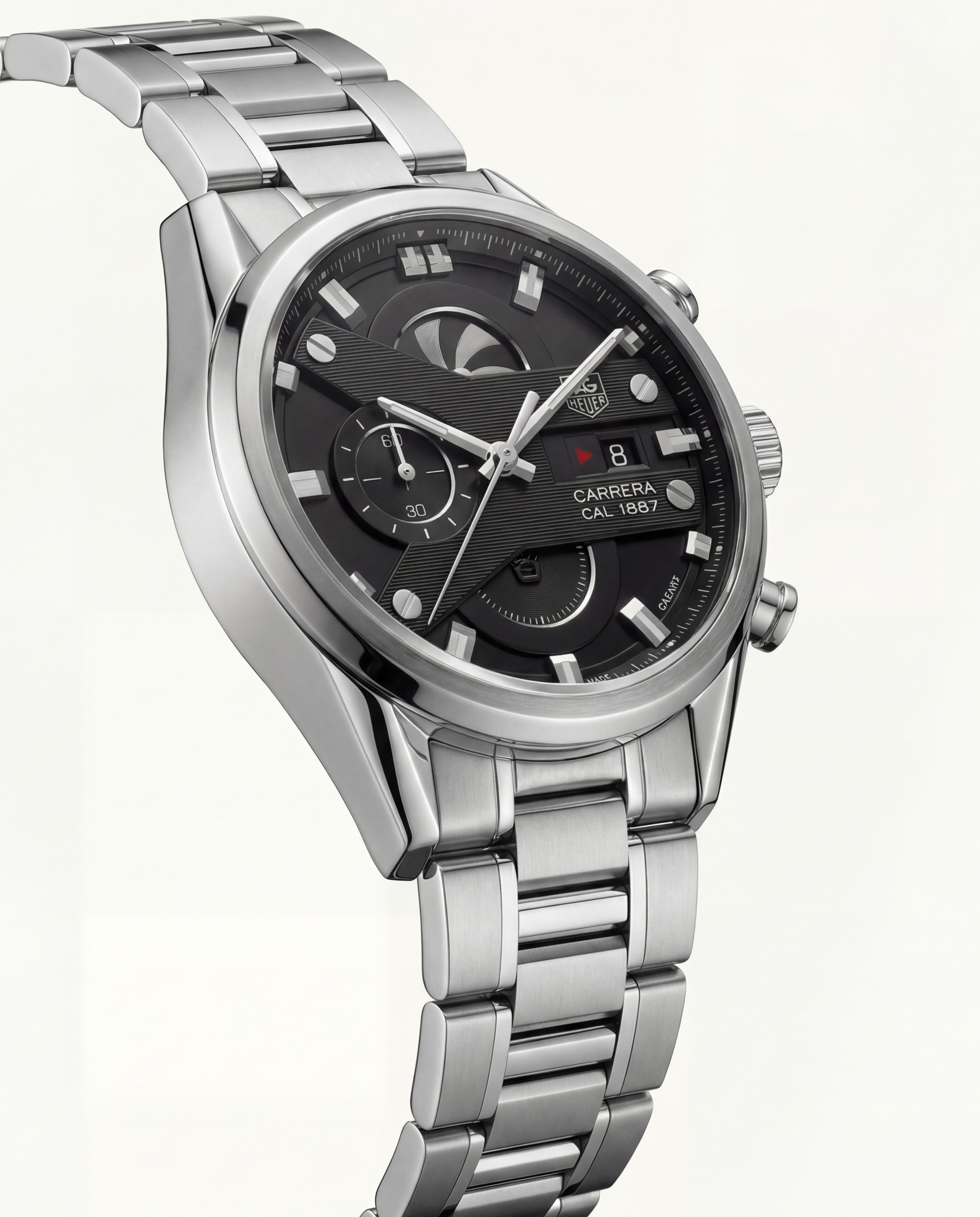 Steel Silver Industrial Chronograph Men’s Watch with Black Dial