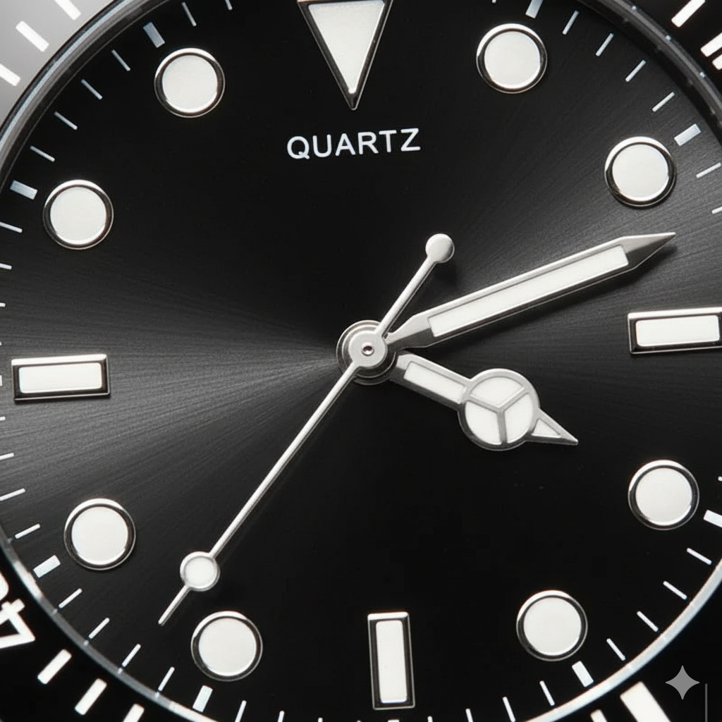 Men’s Stainless Steel Black Diver-Style Watch