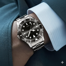 Men’s Stainless Steel Black Diver-Style Watch