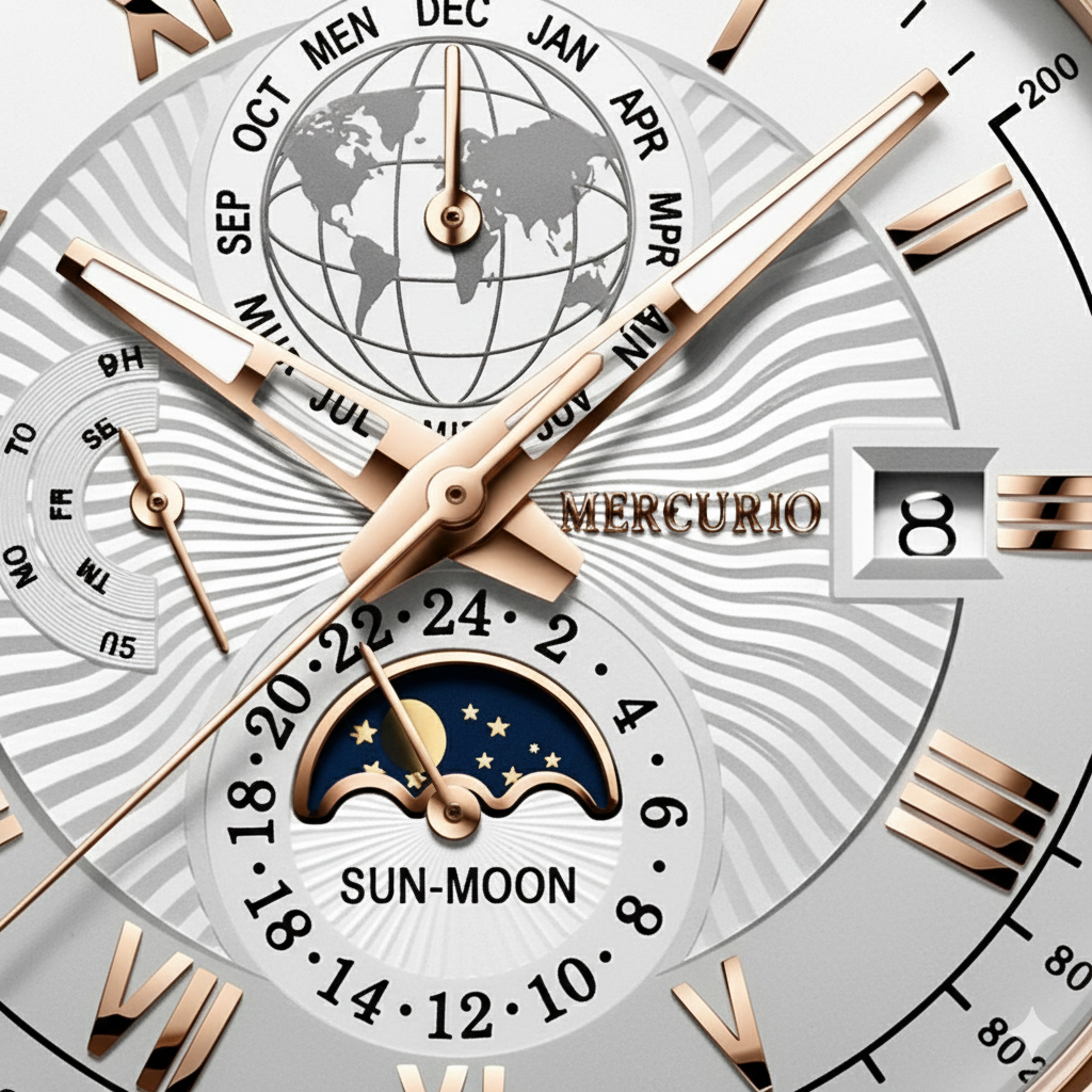 Men’s Luxury Rose-Gold Multi-Function Calendar Watch