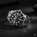 Men’s Stainless Steel Black Diver-Style Watch