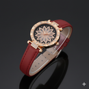 Women’s Luxury Rose-Gold Floral Crystal Dial Watch