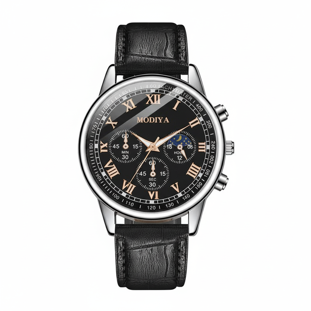 MODIYA Men’s Luxury Black Roman Chronograph Watch