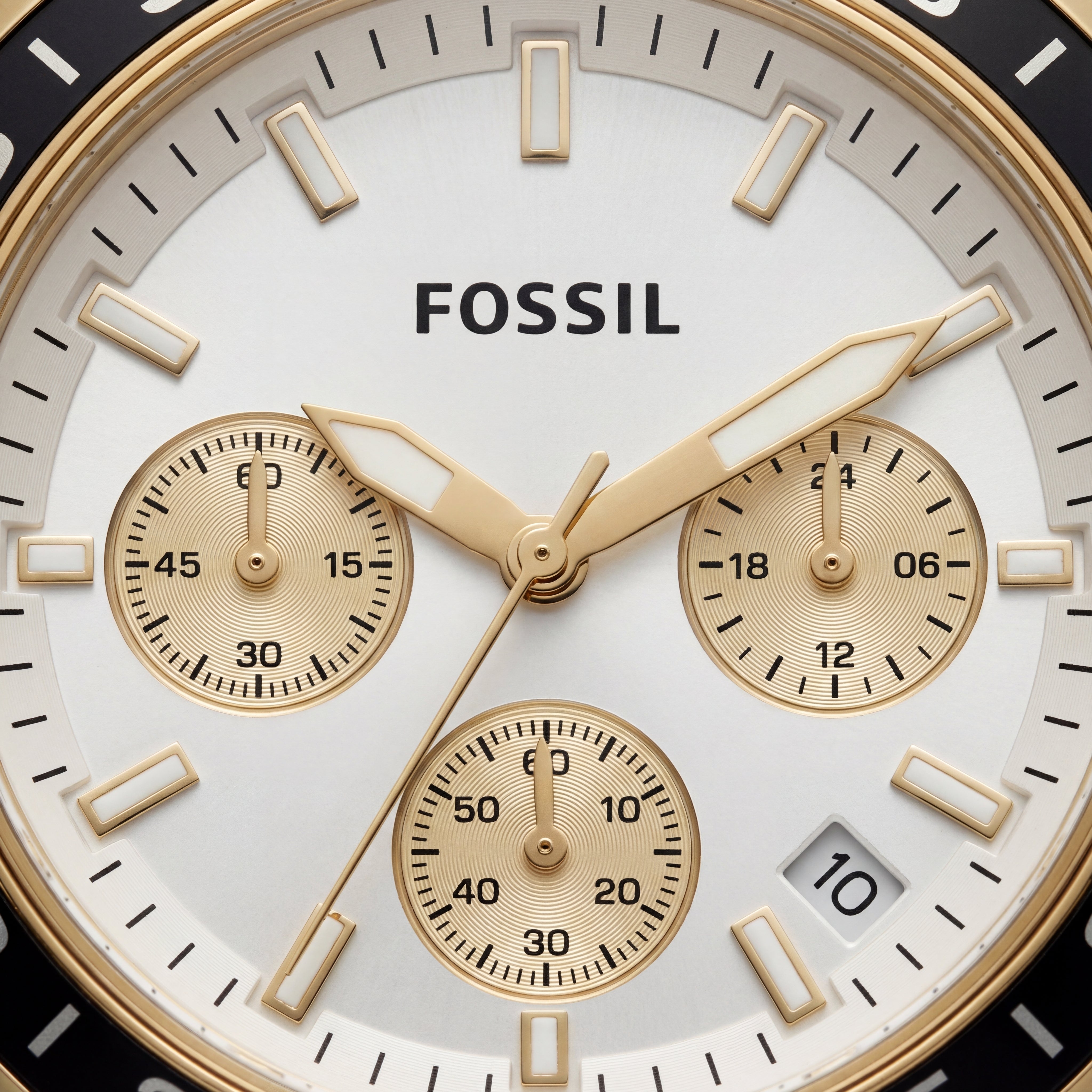 Luxury Gold Steel White Chronograph Dial Men’s Watch