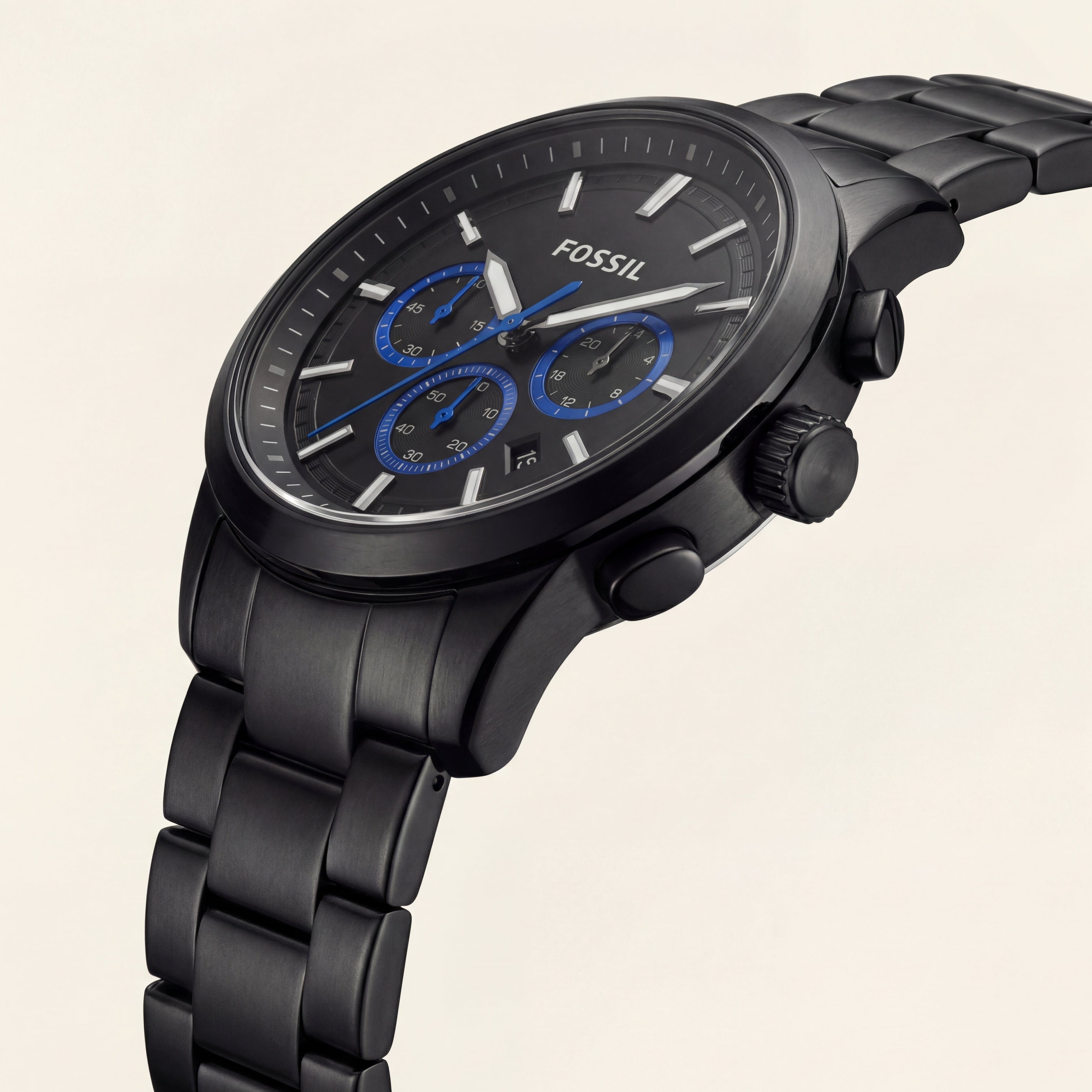 Ryder Stealth Black Blue-Accent Chronograph Watch