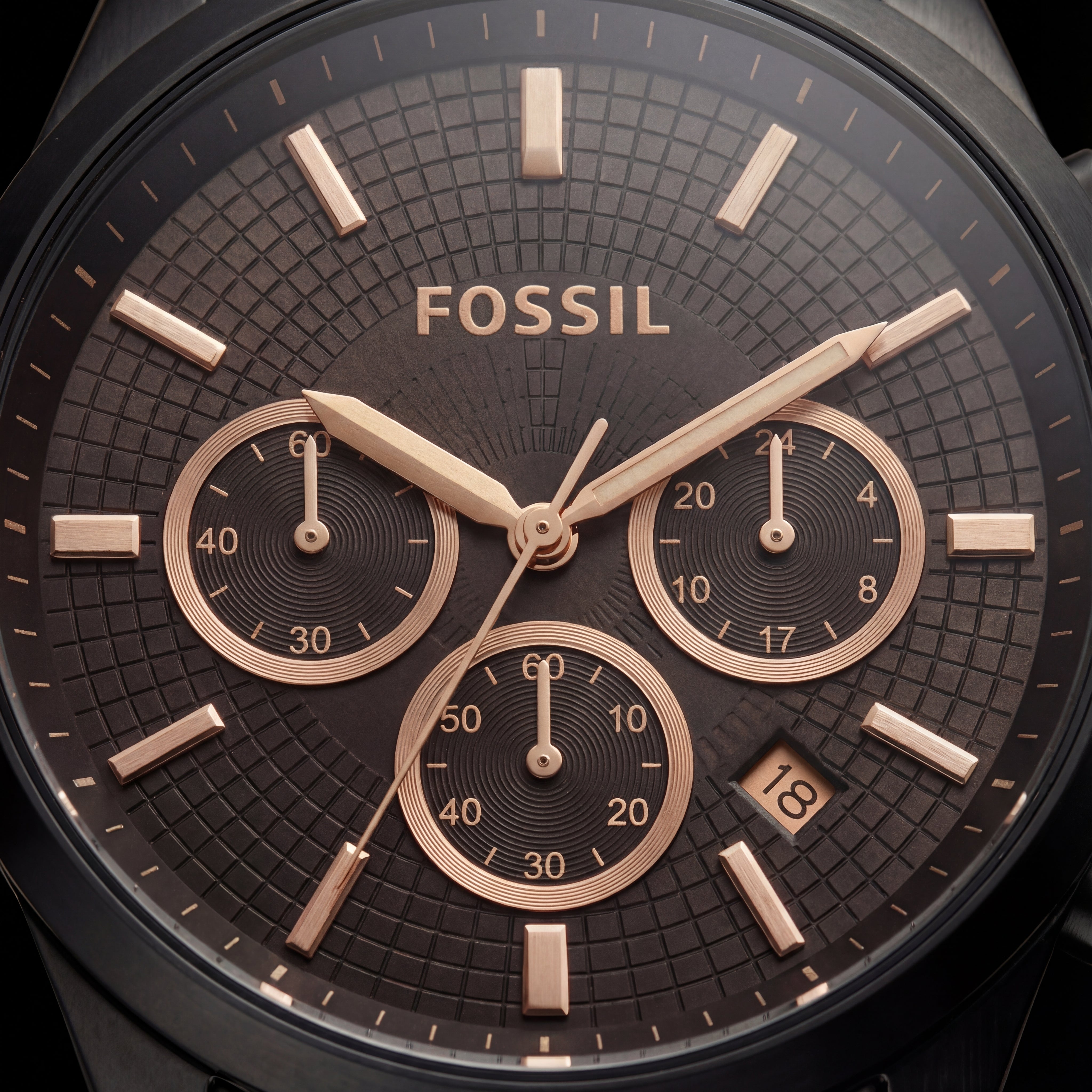 Ryder Noir Black Rose-Tone Chronograph Watch