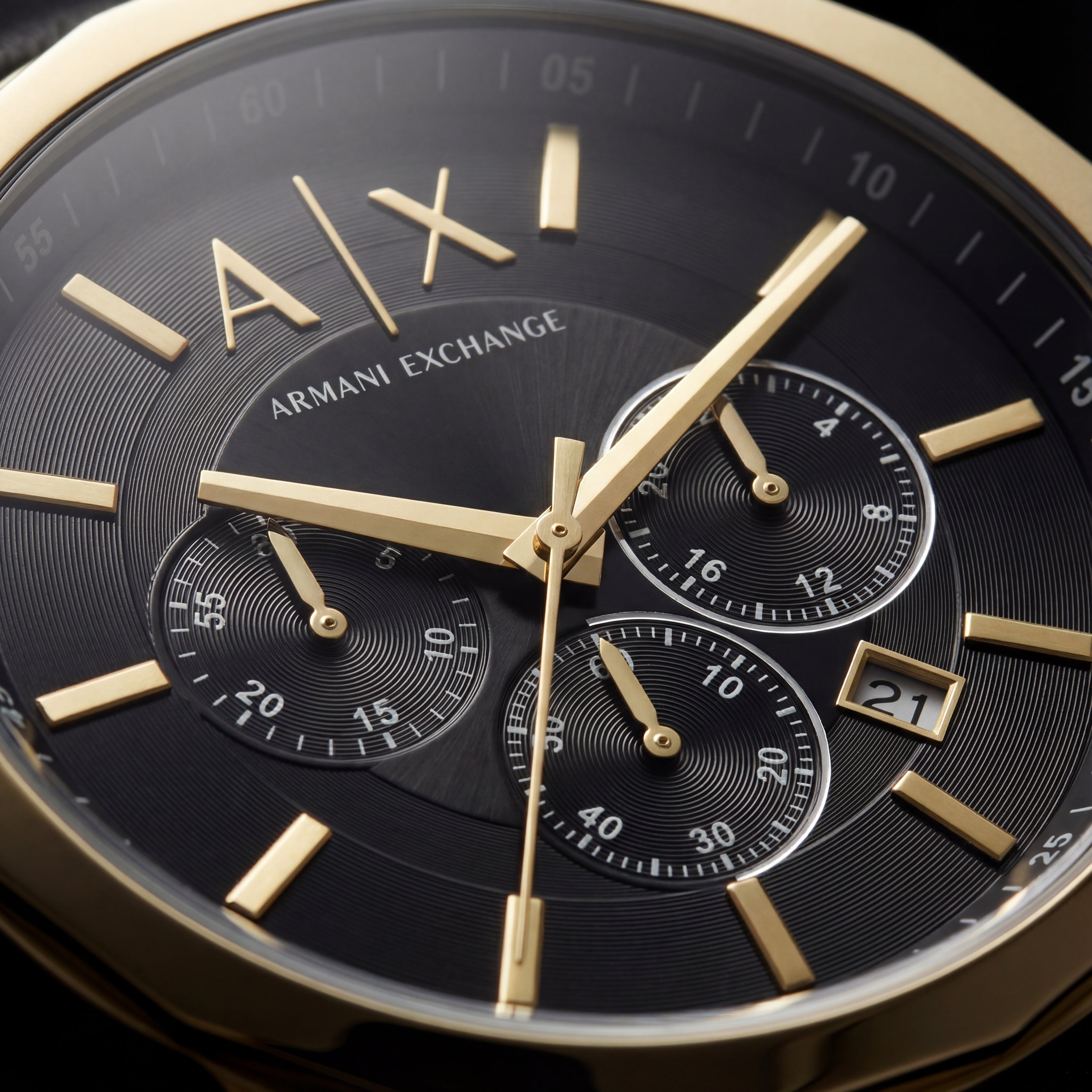 Regal Noir Gold Chronograph Leather Watch