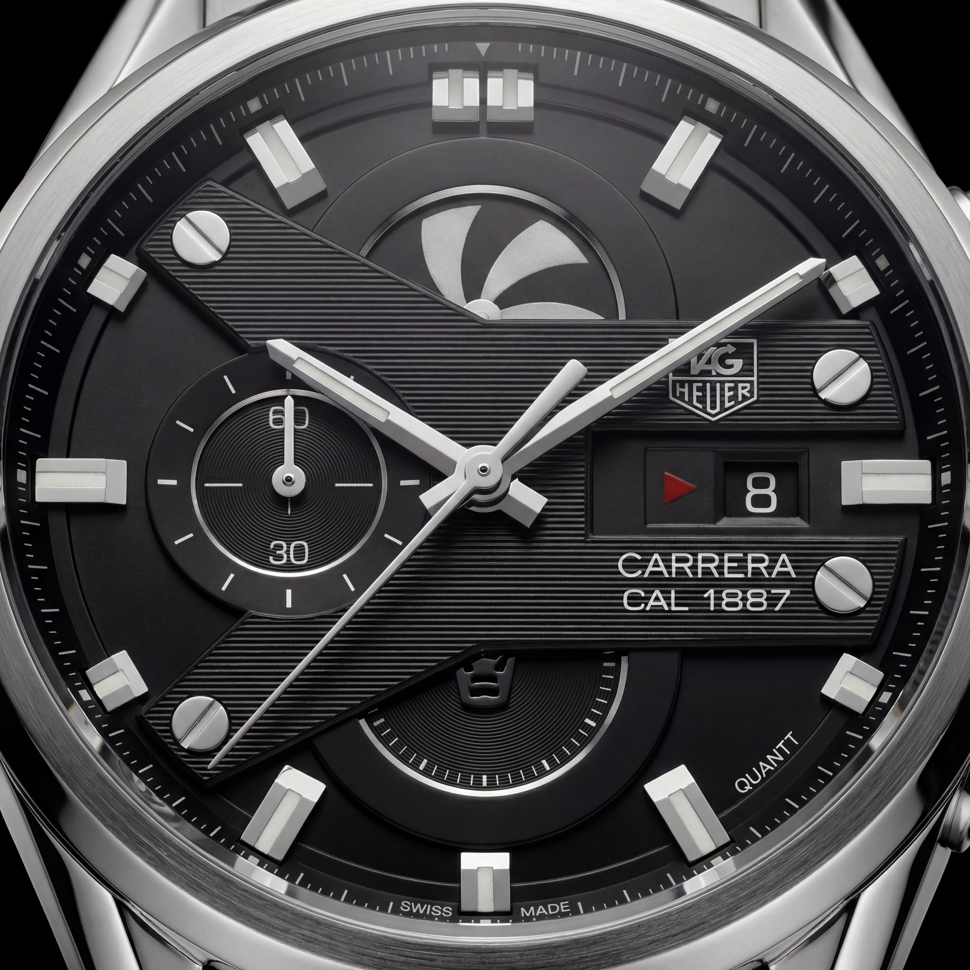Steel Silver Industrial Chronograph Men’s Watch with Black Dial
