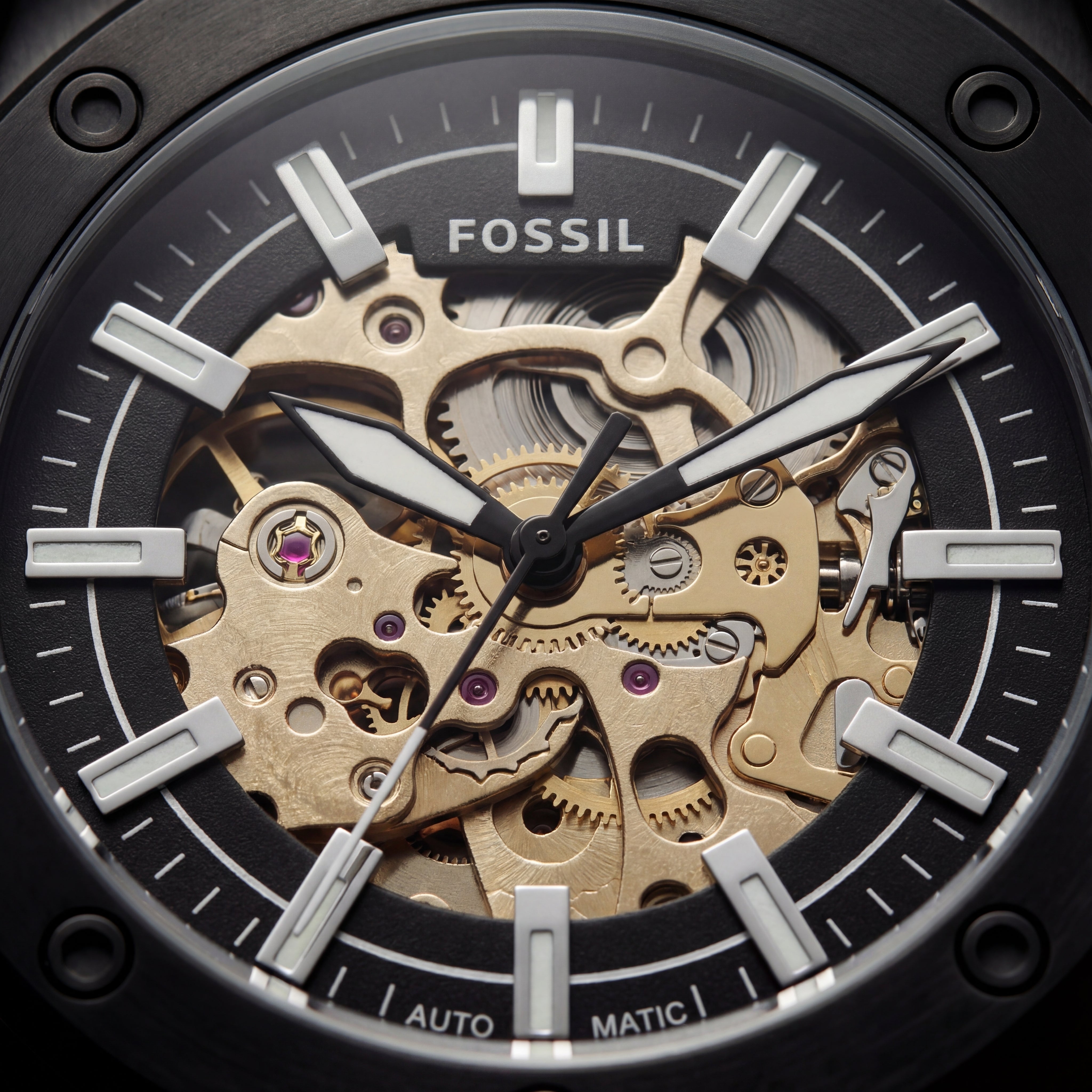 Vintage Black Skeleton Dial Men’s Automatic Watch