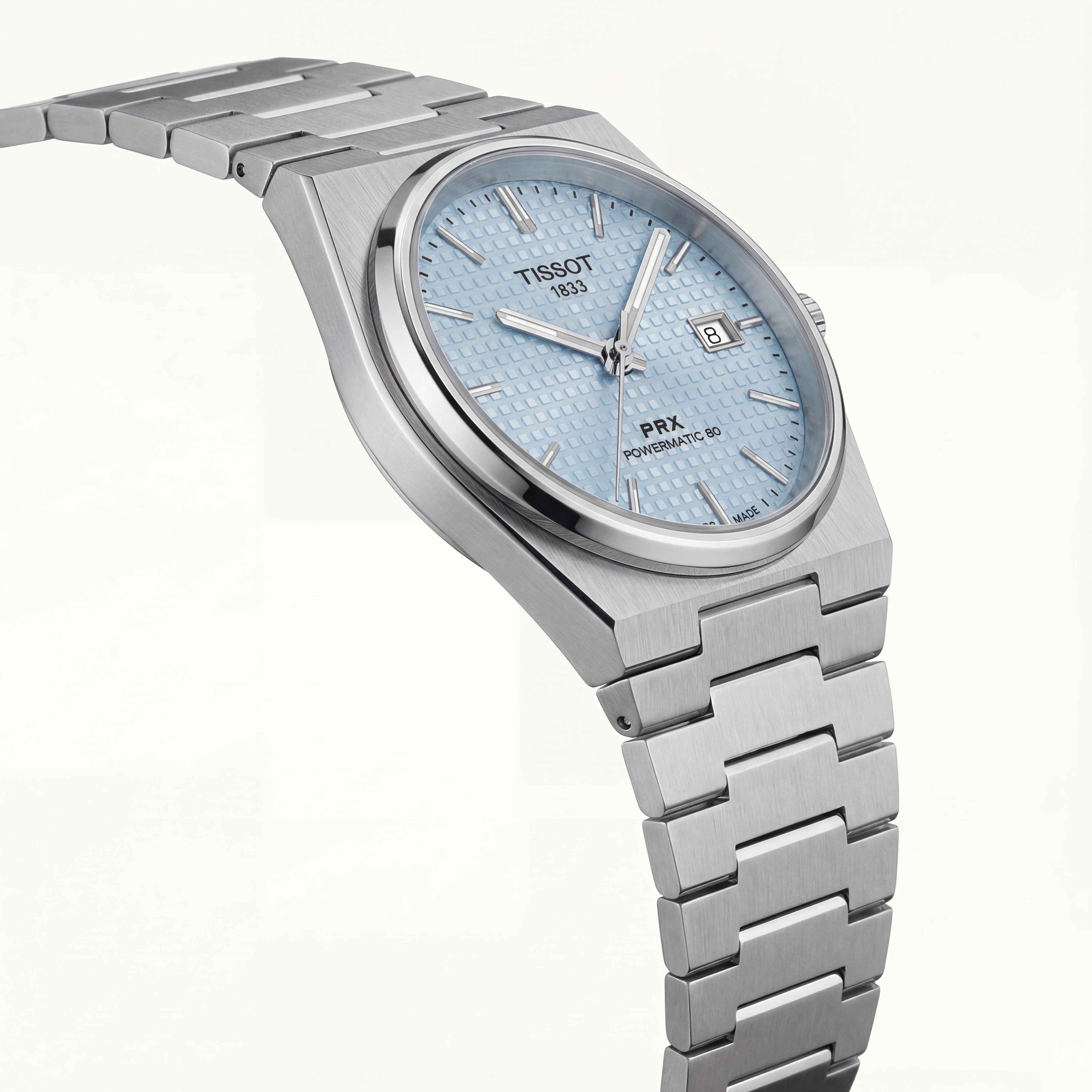 Ice Blue Textured Dial Automatic Steel Watch