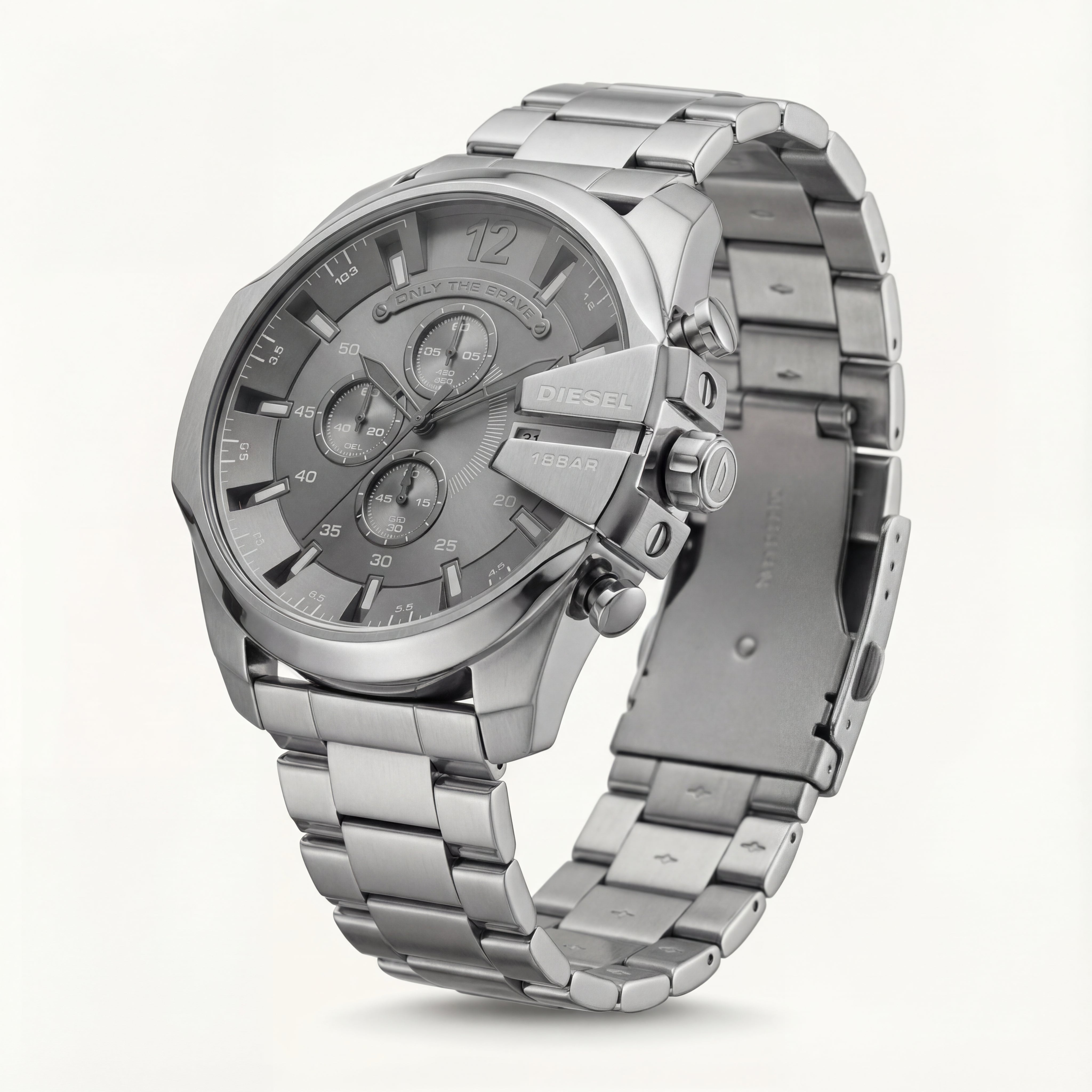 All-Silver Chronograph Men’s Watch with Industrial Finish