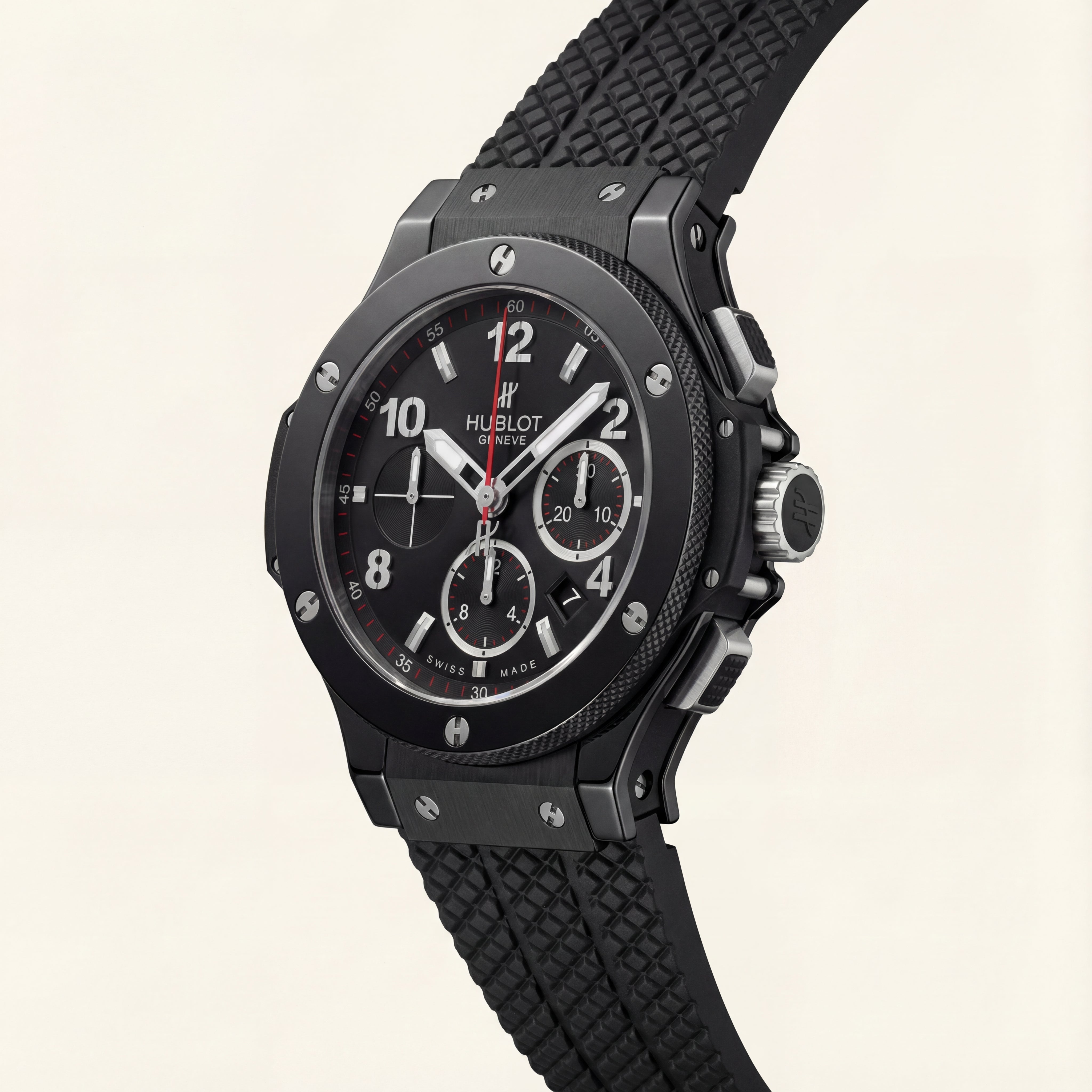 Stealth Black Chronograph Rubber Strap Men’s Watch