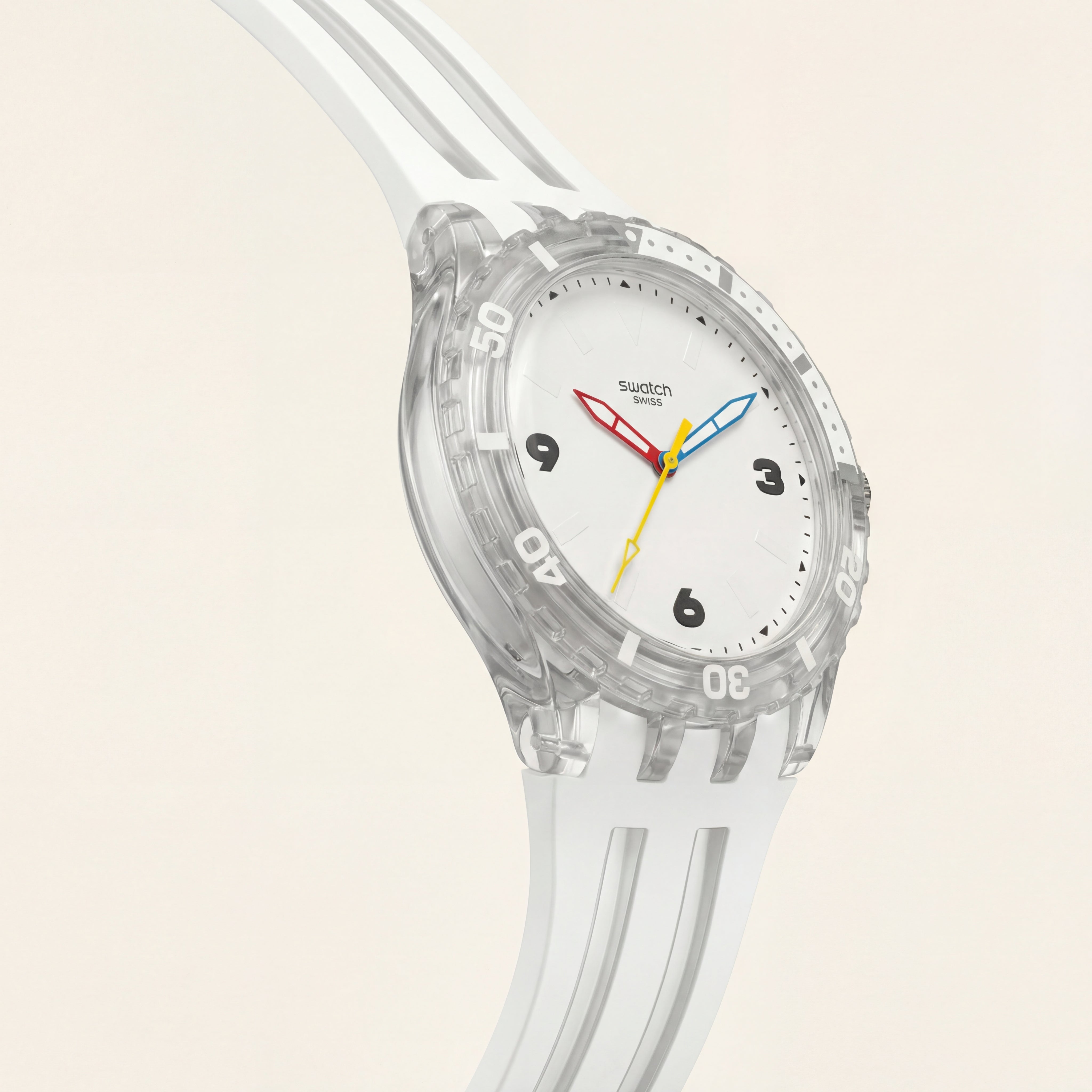 Transparent White Sport Men’s Watch with Silicone Strap
