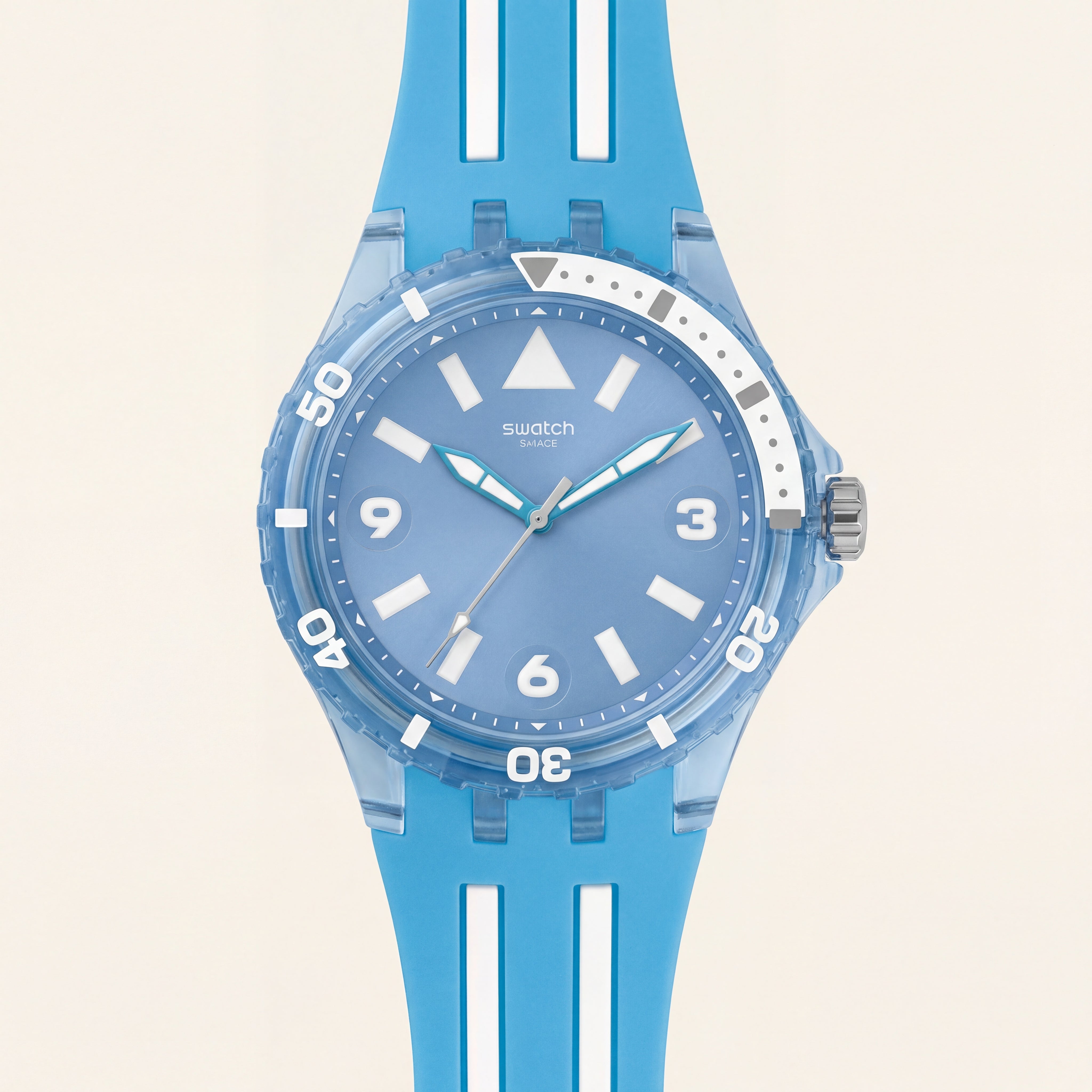 Blue Transparent Sport Men’s Watch with Silicone Strap