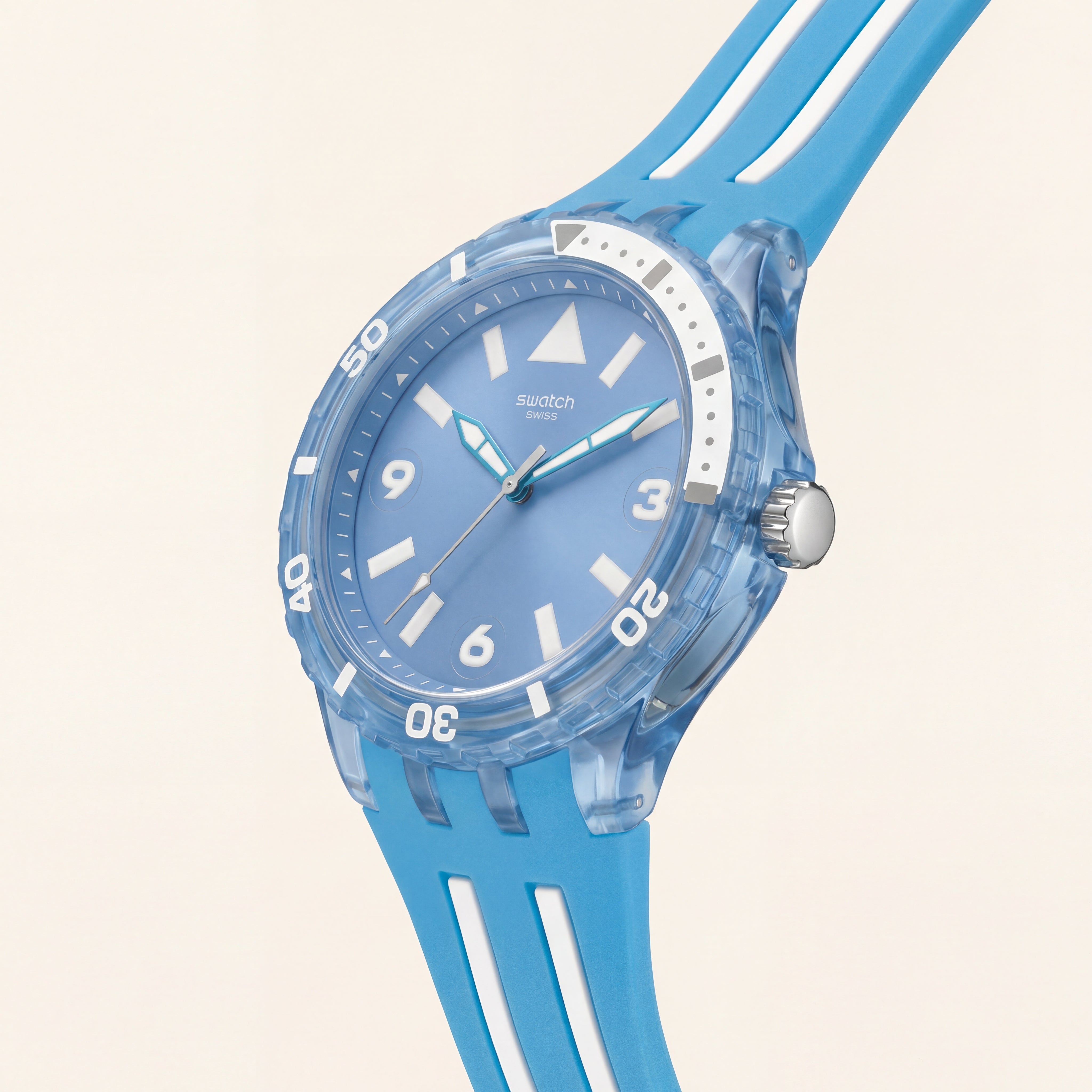 Blue Transparent Sport Men’s Watch with Silicone Strap