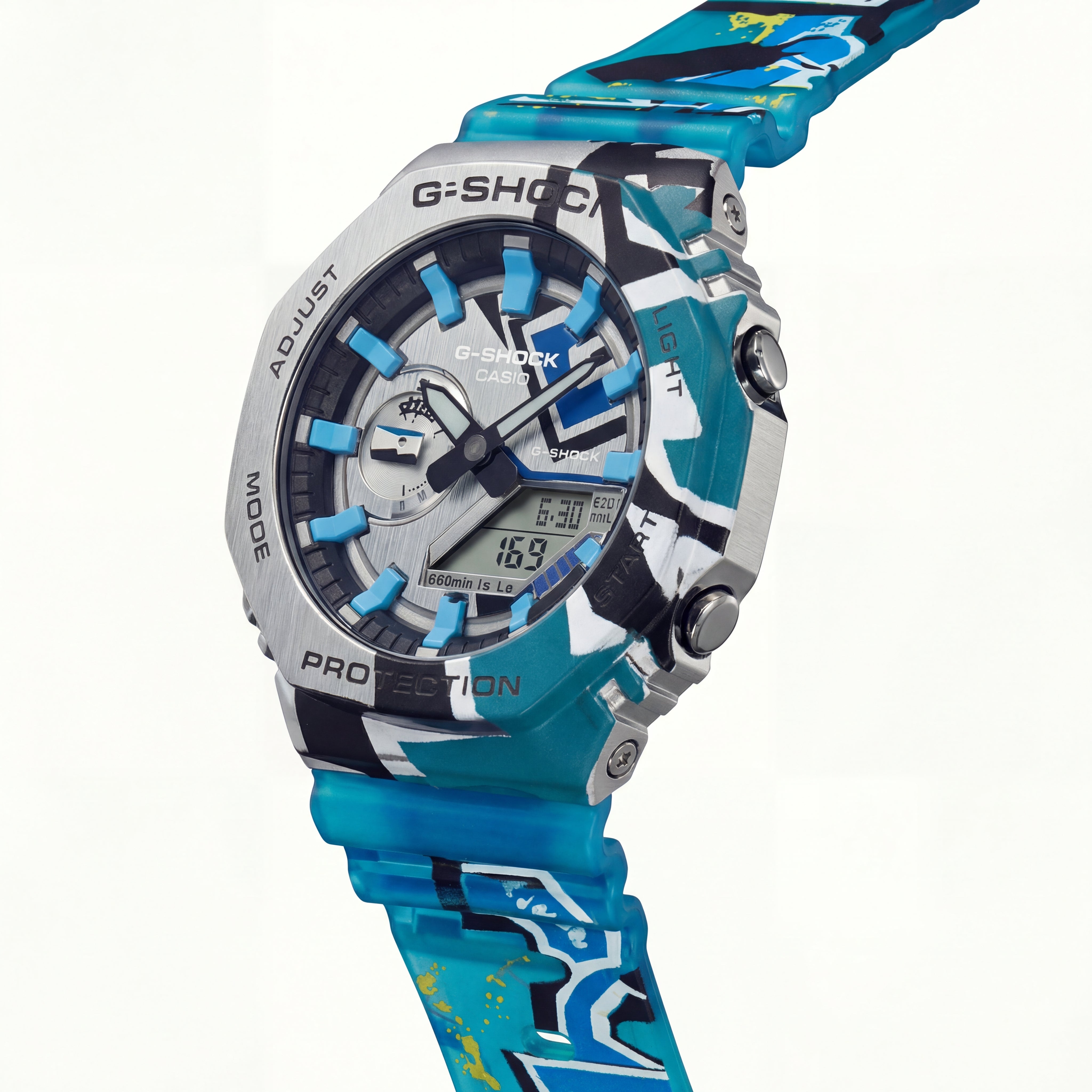Camo Blue Shock-Resistant Digital-Analog Men’s Watch