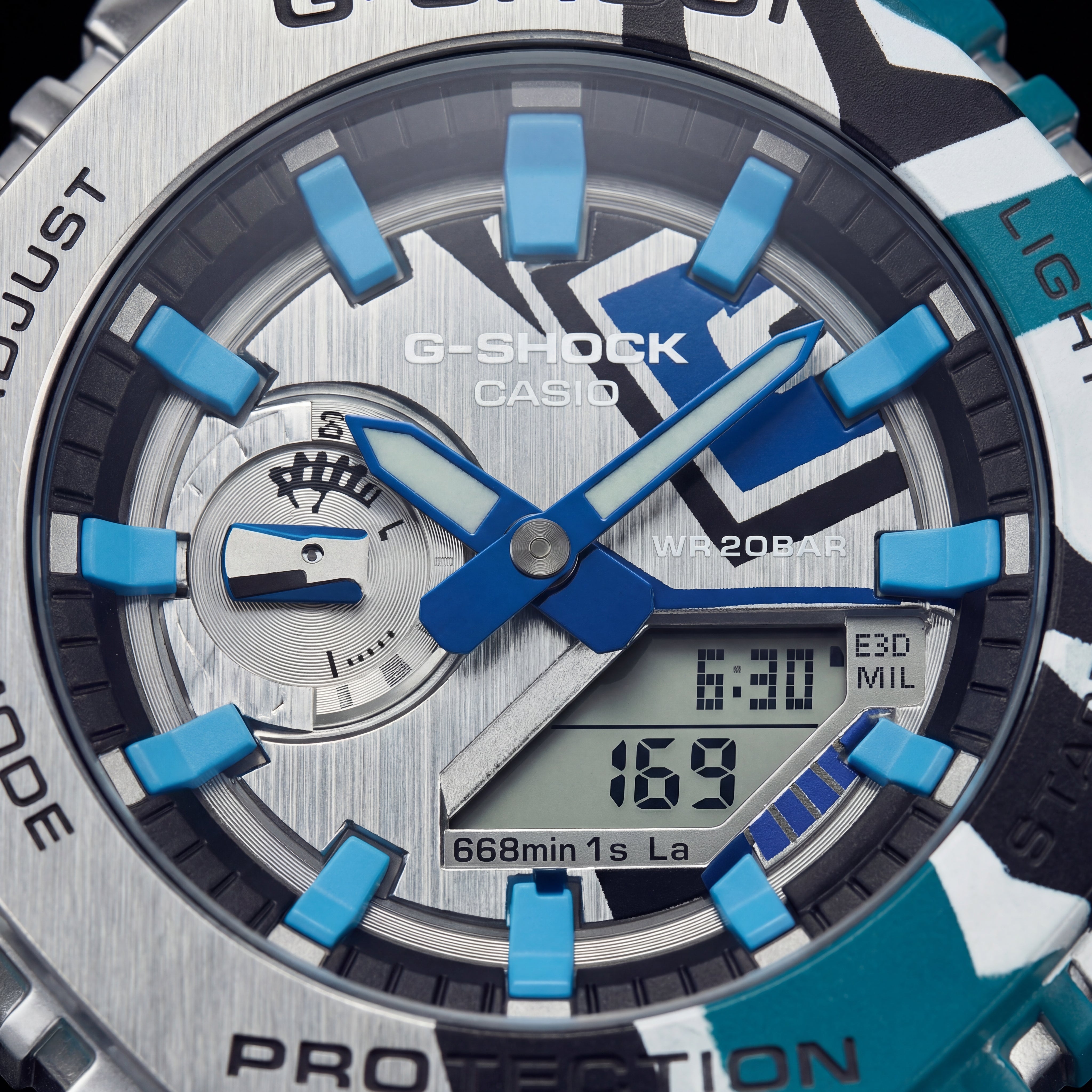 Camo Blue Shock-Resistant Digital-Analog Men’s Watch