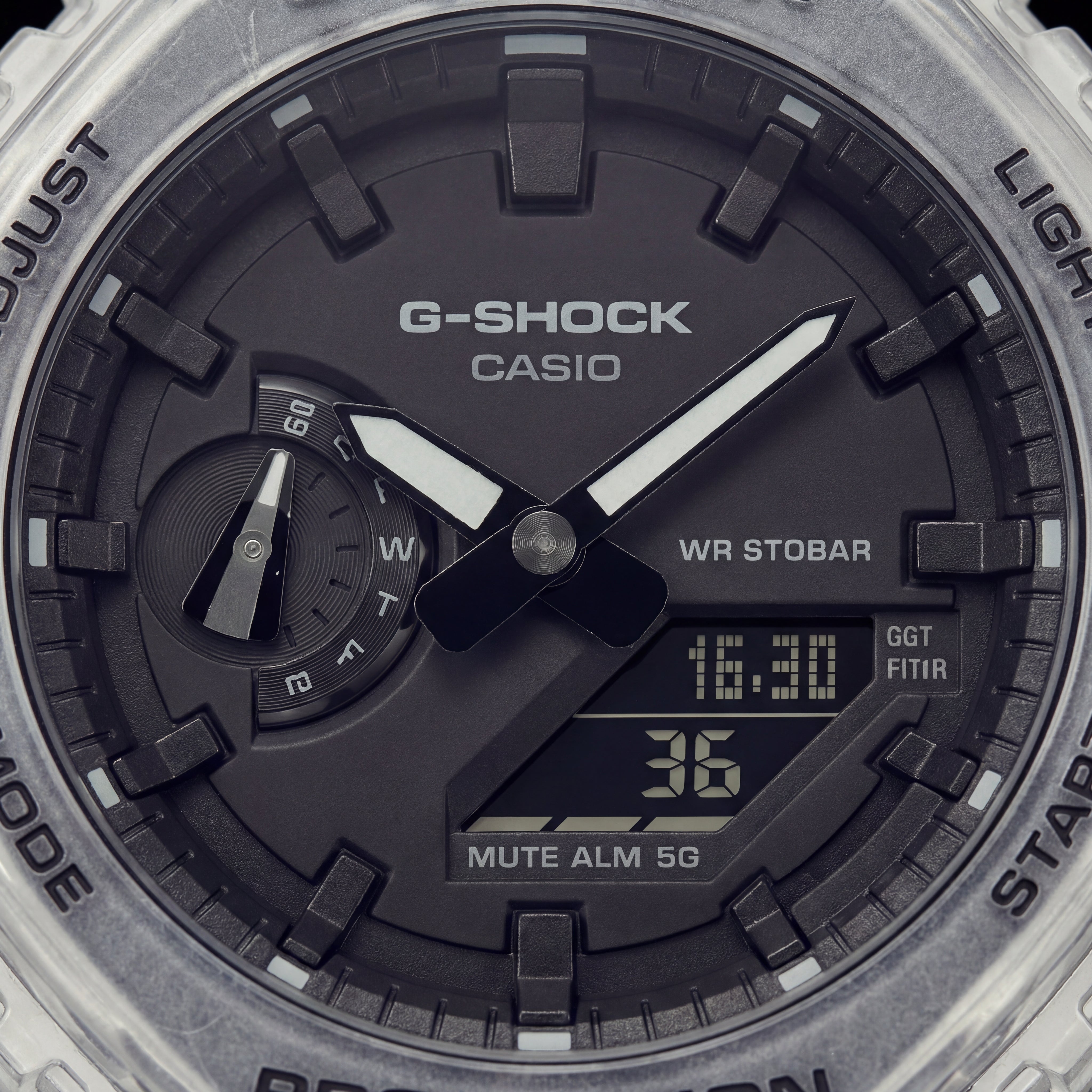 Transparent Ice-Clear Tactical Men’s Watch with Black Digital-Analog Dial