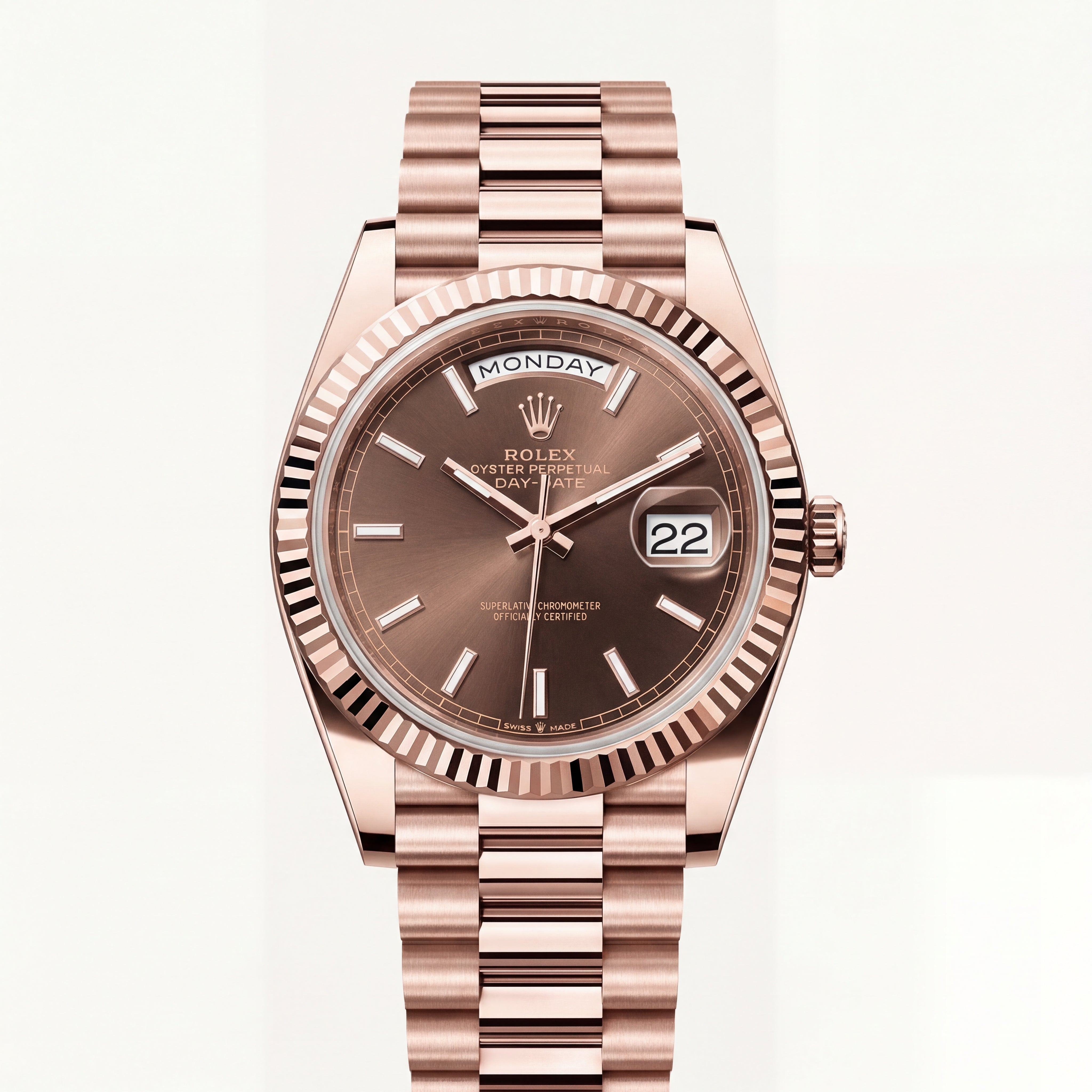 Rose Gold Day-Date President-Style Luxury Men’s Watch with Brown Dial