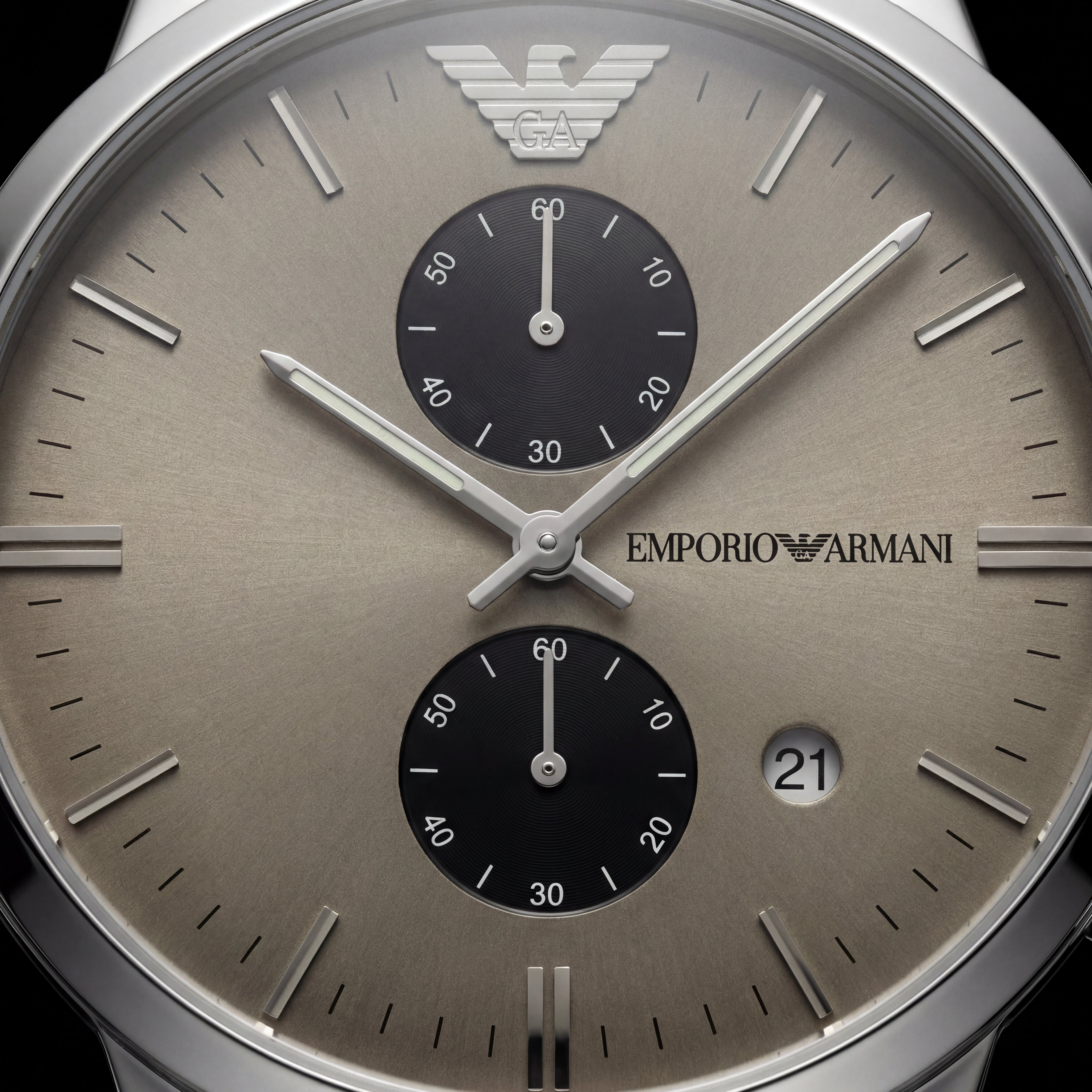 Champagne Grey Chronograph Men’s Watch with Full Silver Stainless Steel Bracelet