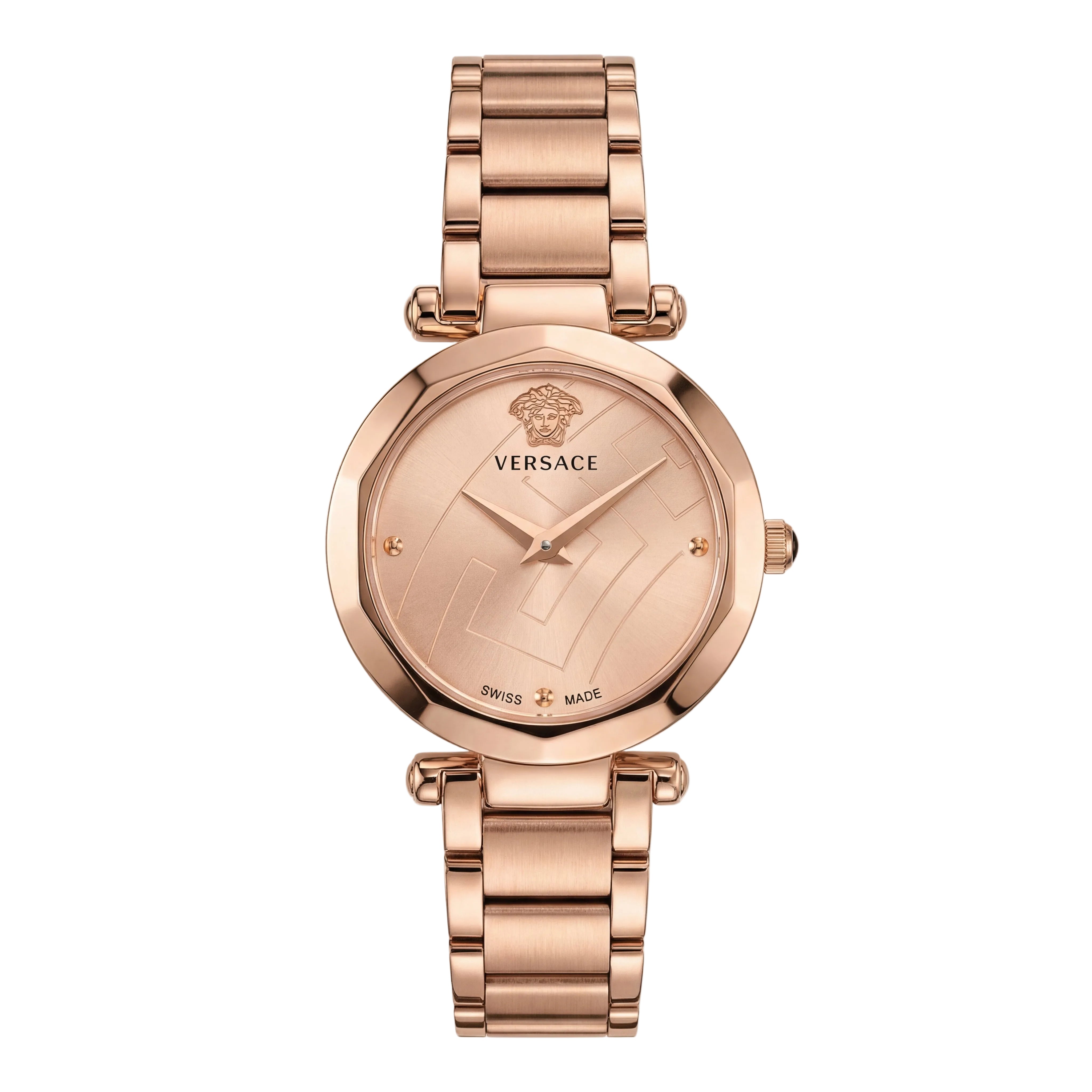 Rose Gold Stainless Steel Case Champagne Dial Luxury Medusa Bracelet Watch – Women