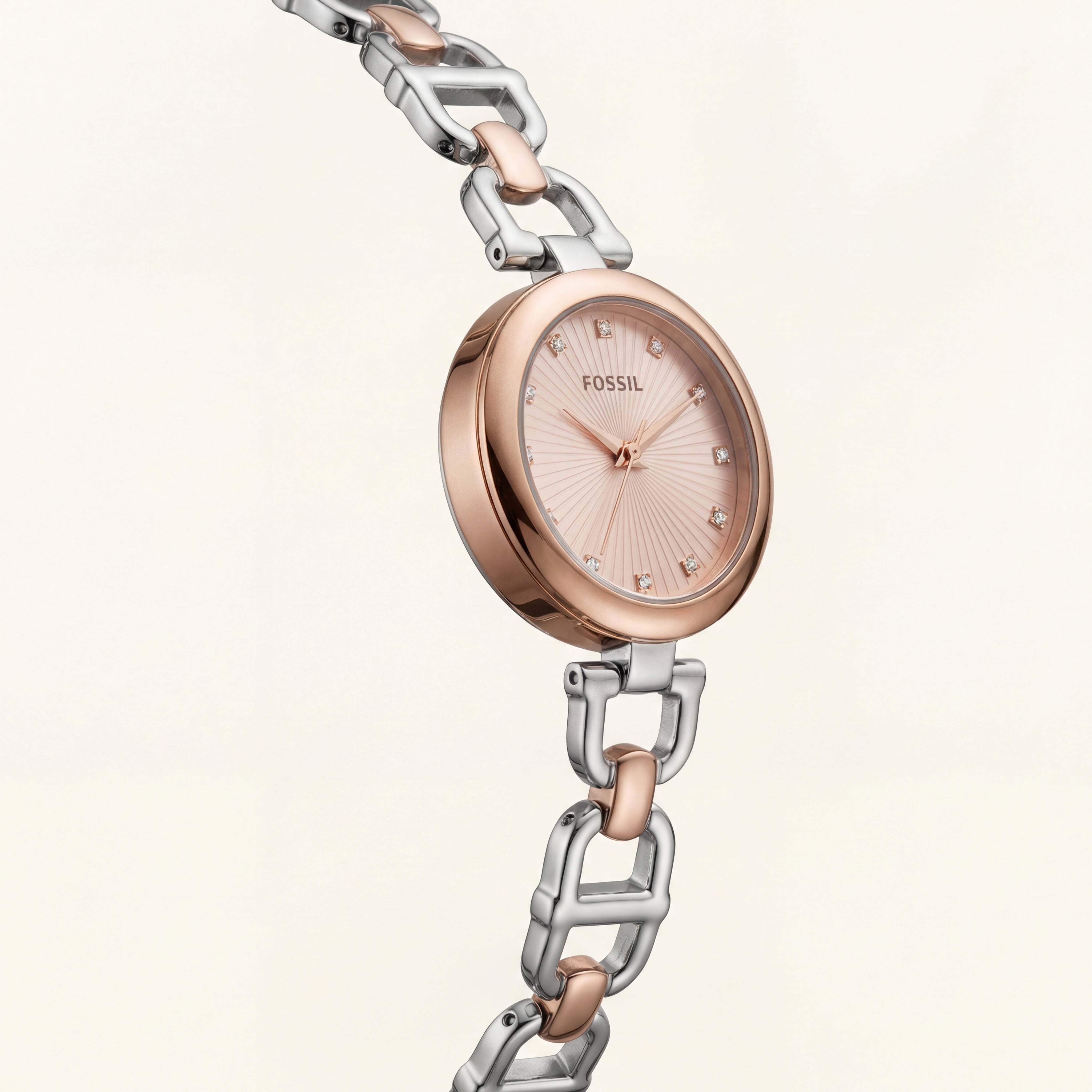 Rose Gold Radiance Luxury Watch with Two-Tone Link Bracelet
