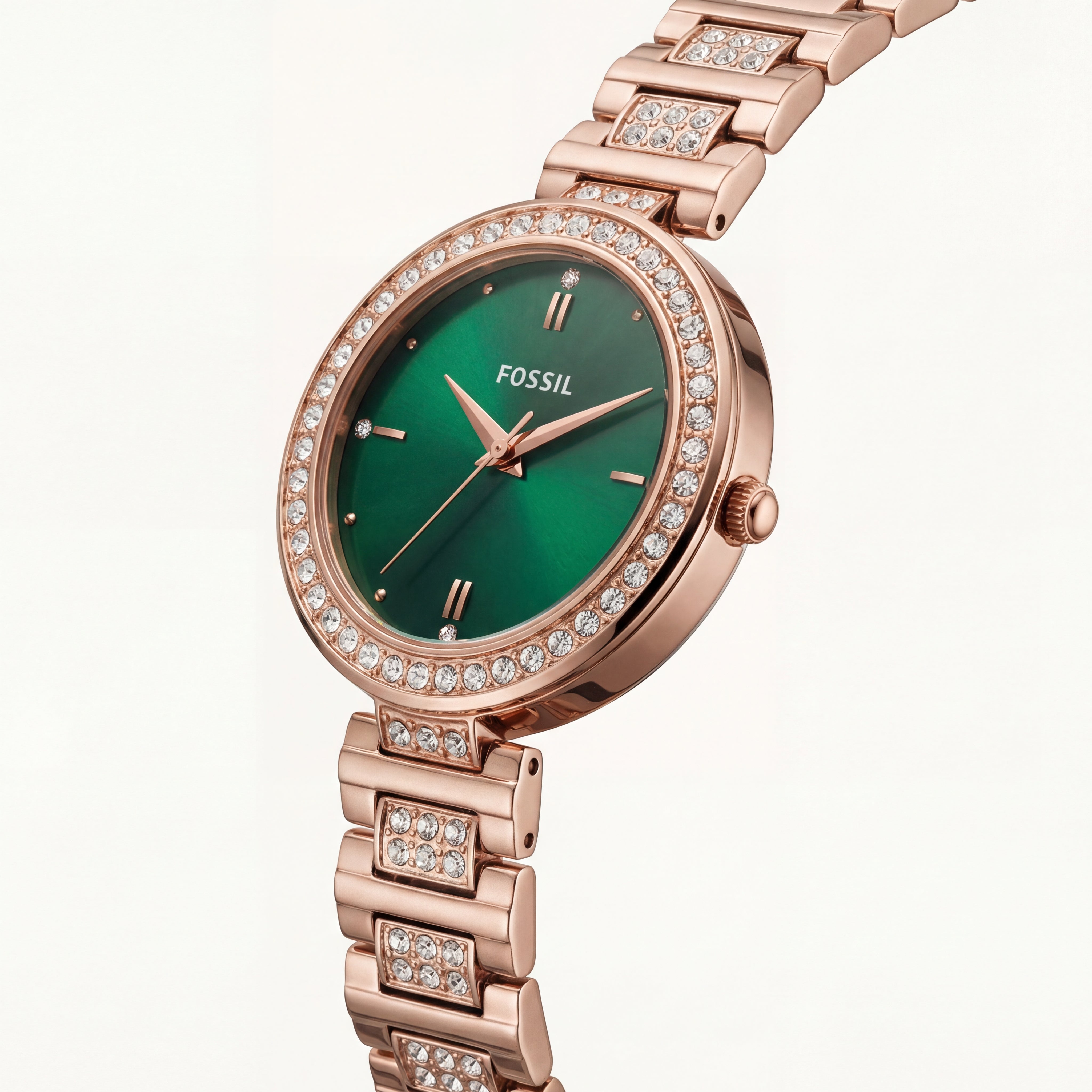 Emerald Royale Luxury Watch – Rose Gold Crystal Edition
