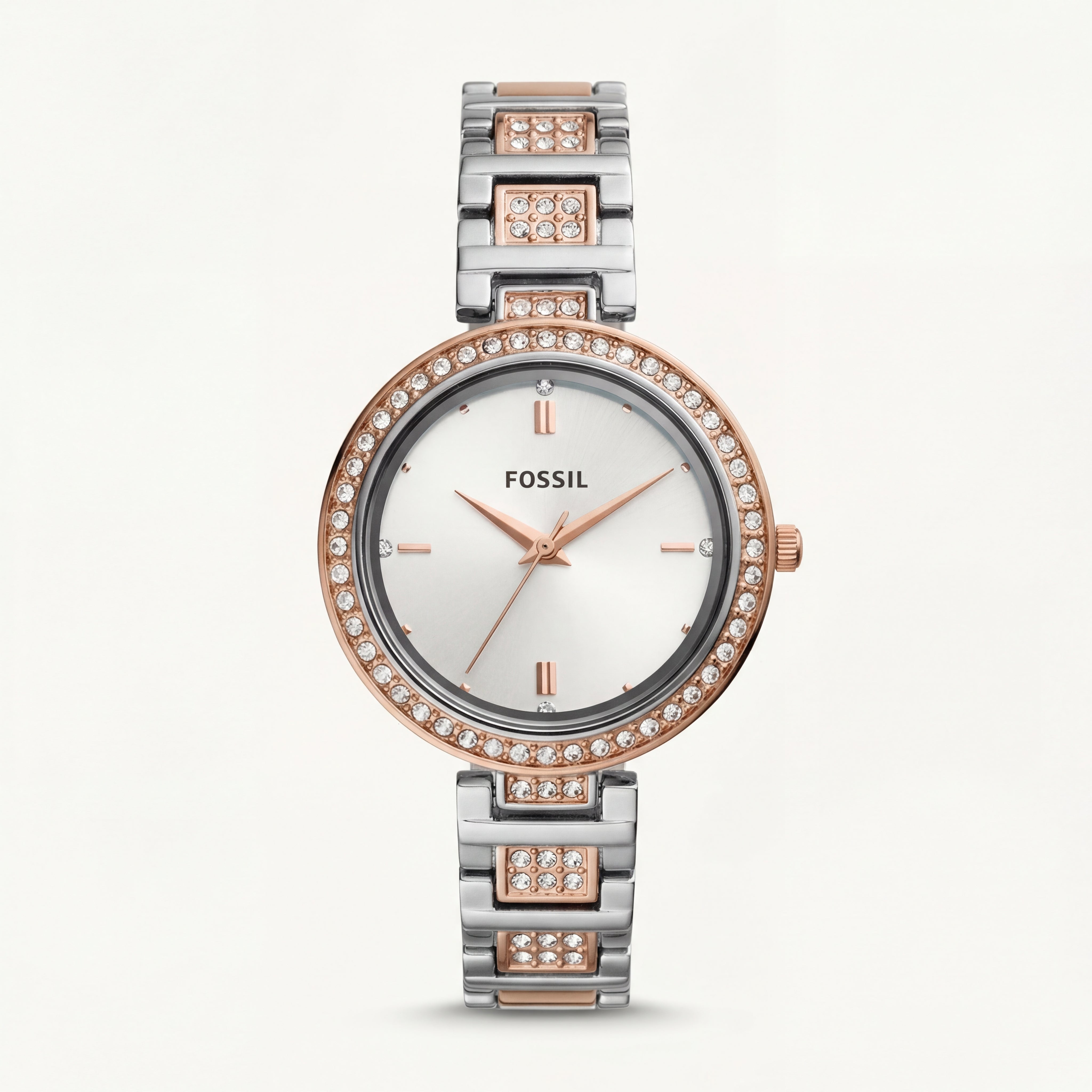 Silver Radiance Crystal Watch – Two-Tone Luxe Edition