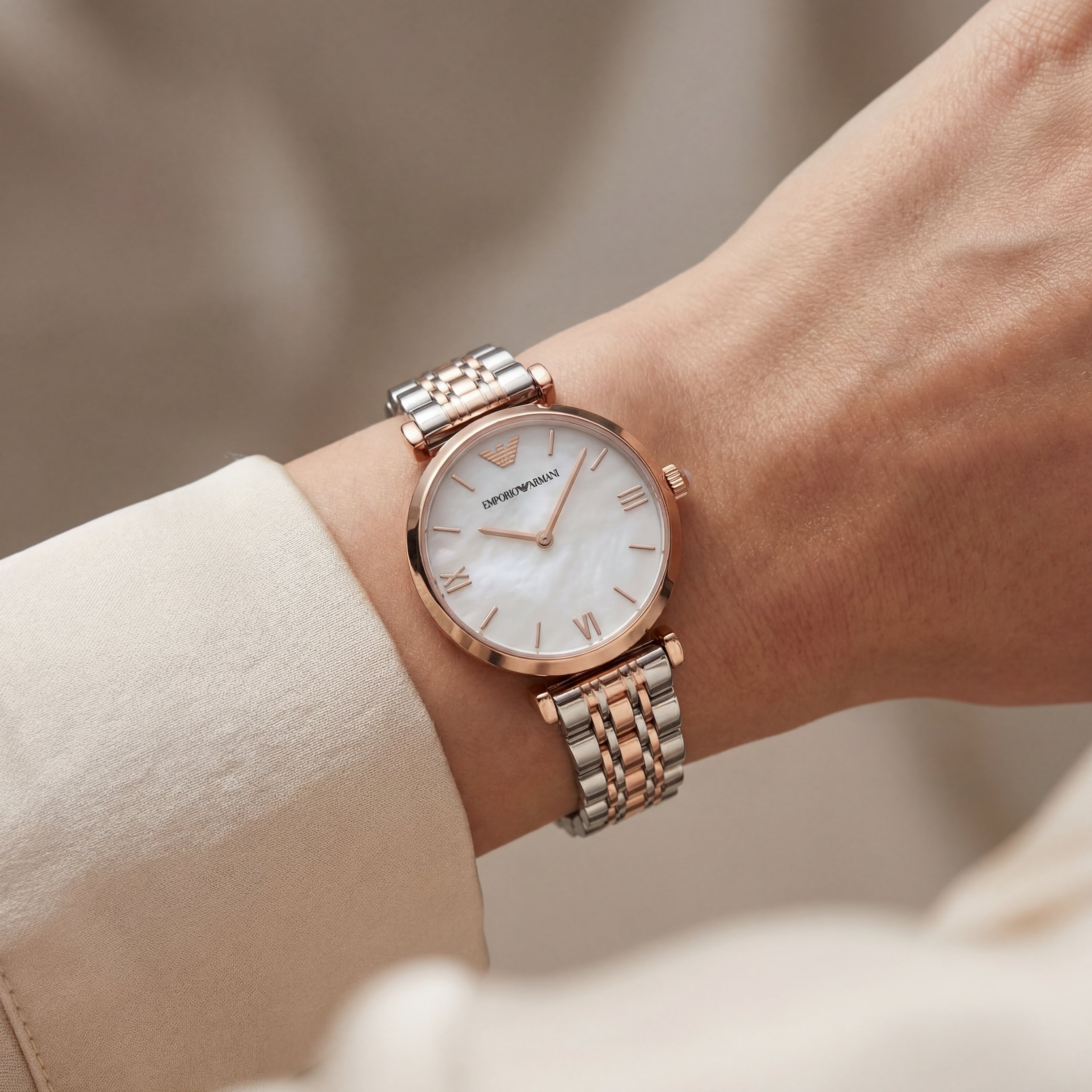 Pearl Essence Minimal Watch – Two-Tone Rose Edition