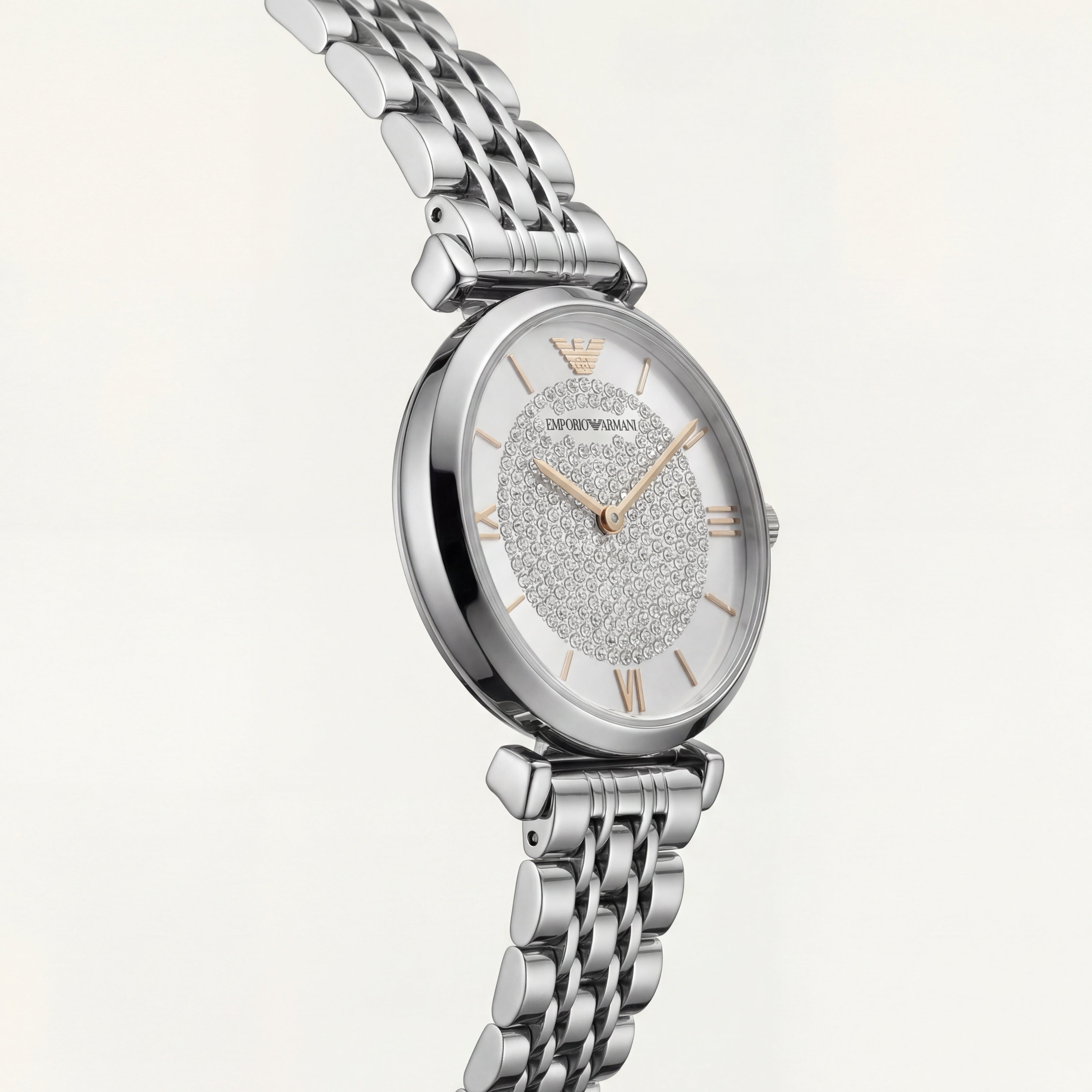 Silver Crystal Statement Watch – Diamond Dial Edition