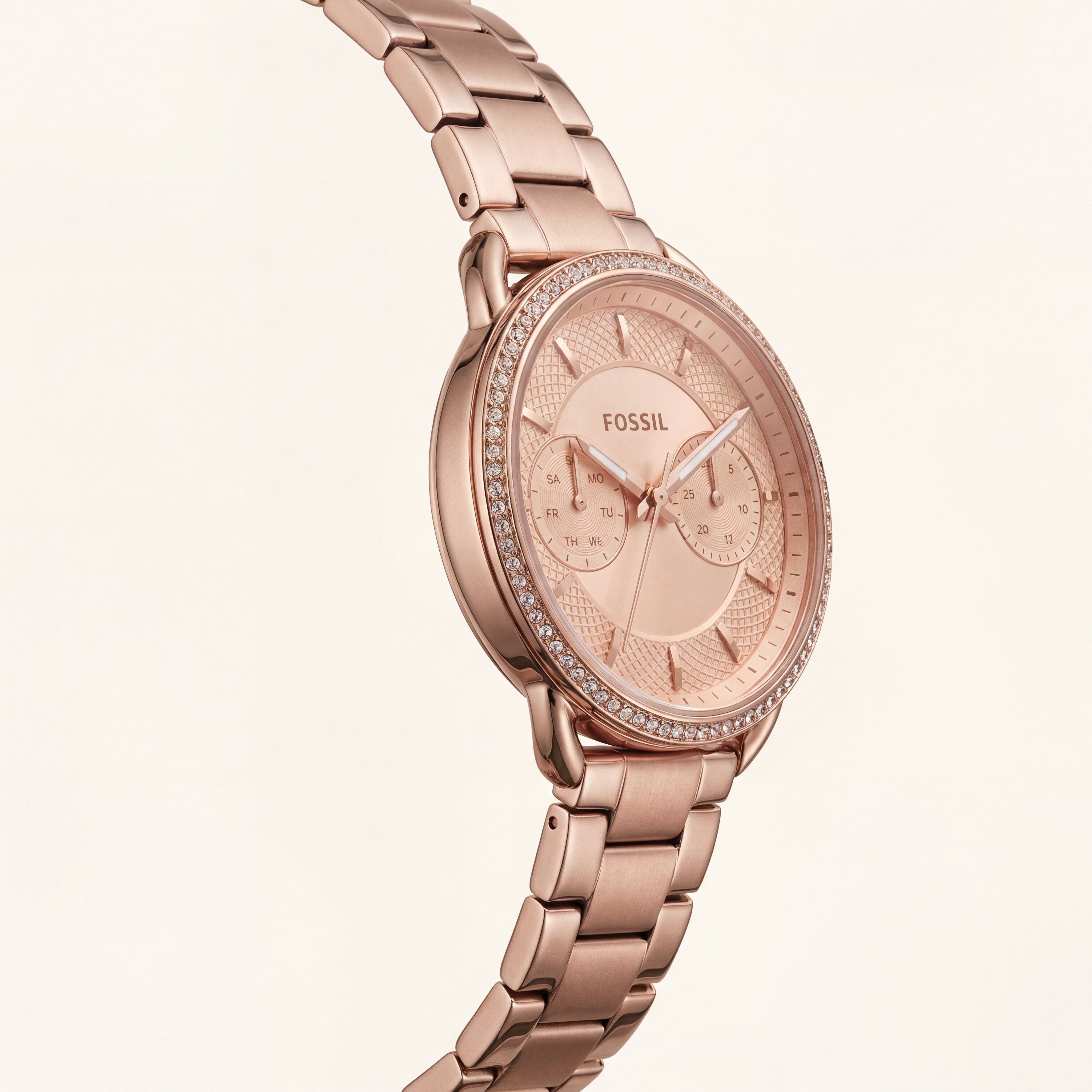 Full Rose Gold Chronograph Crystal Bezel Watch – Grand Luxe Edition