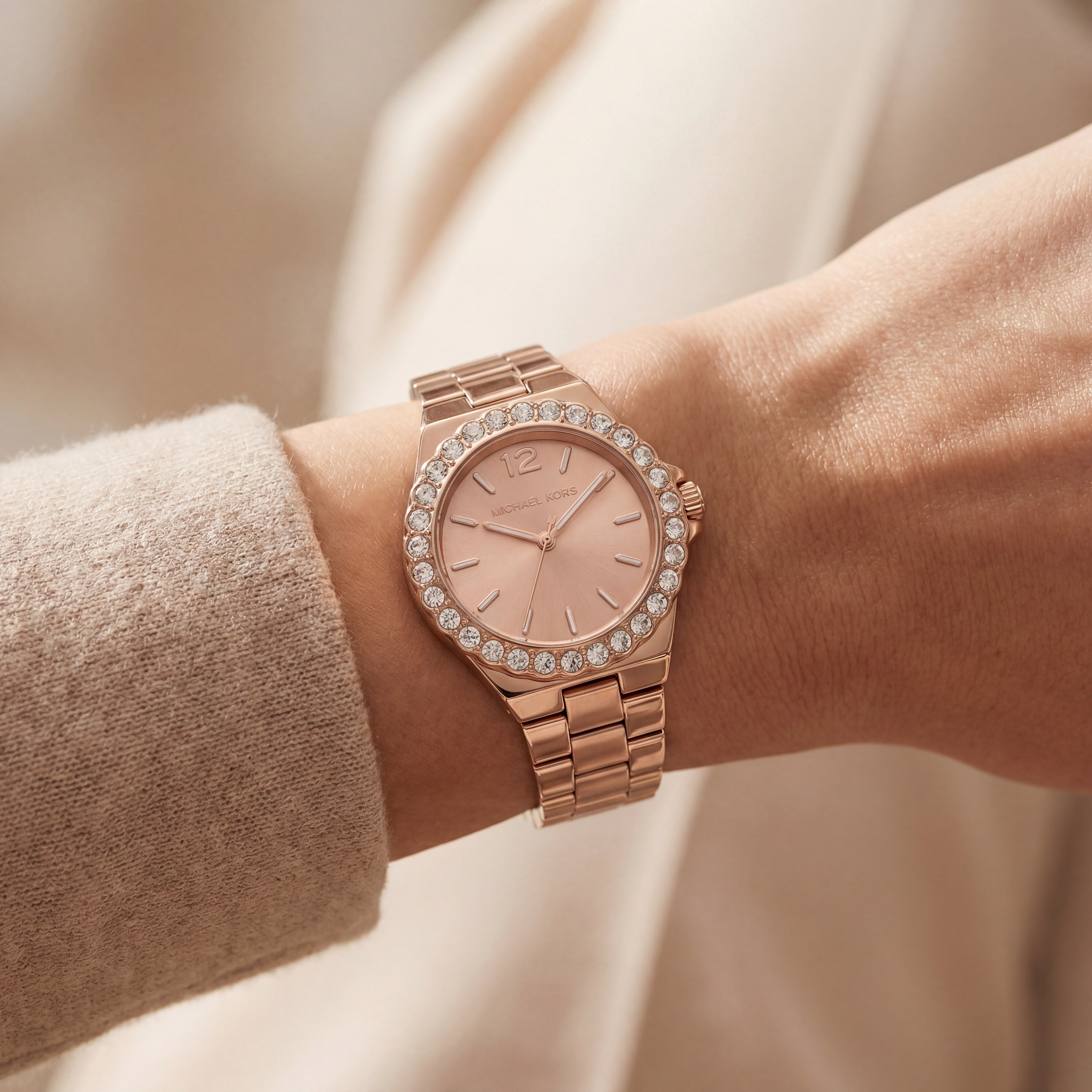 Rose Gold Crystal Bezel Watch – Blush Radiance Edition