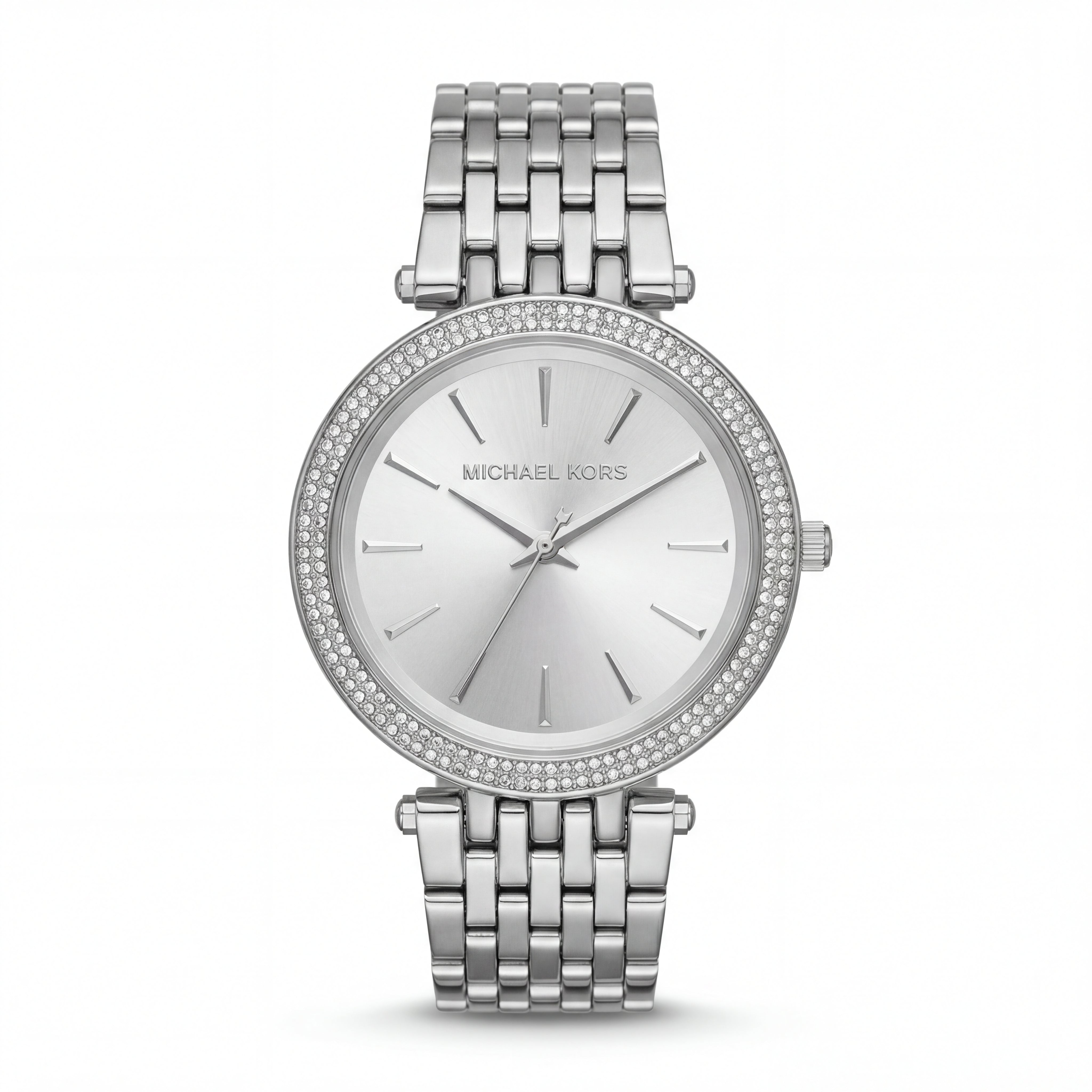 Stainless Steel Crystal Bezel Silver Sunray Dial Luxury Bracelet Watch – Women