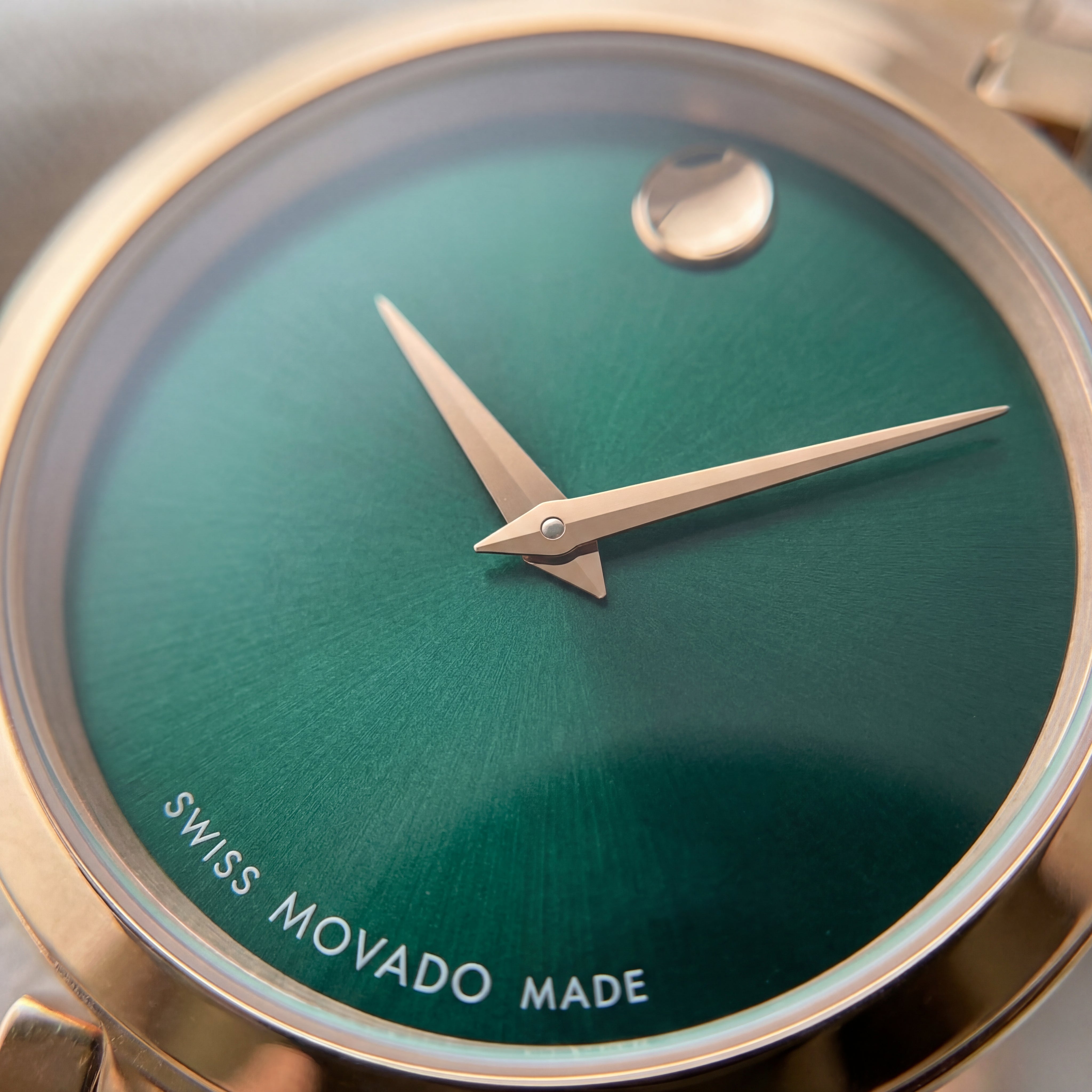 Rose Gold Minimalist Emerald Green Sunray Dial Luxury Bracelet Watch – Women