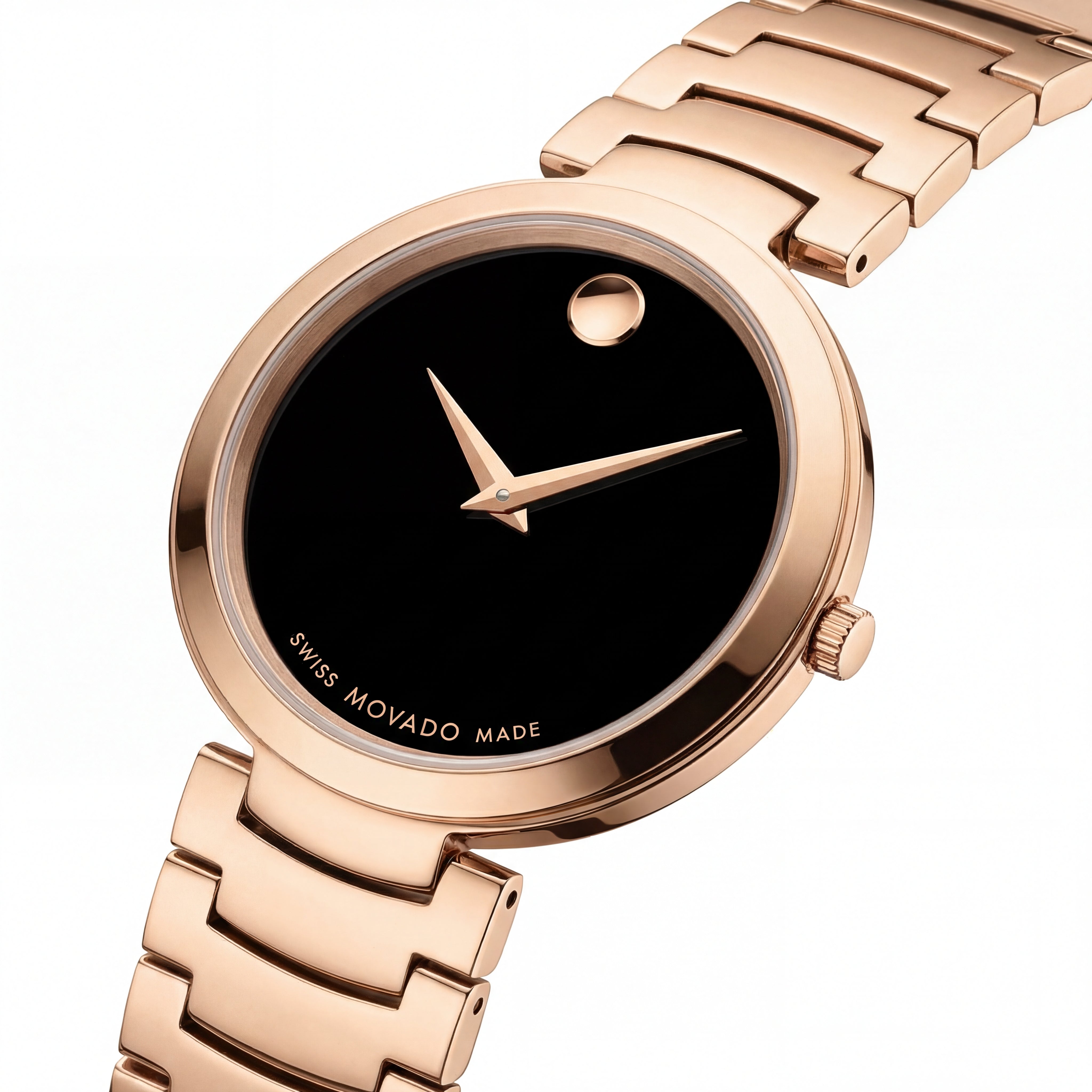 Rose Gold Minimalist Black Dial Luxury Bracelet Watch – Women