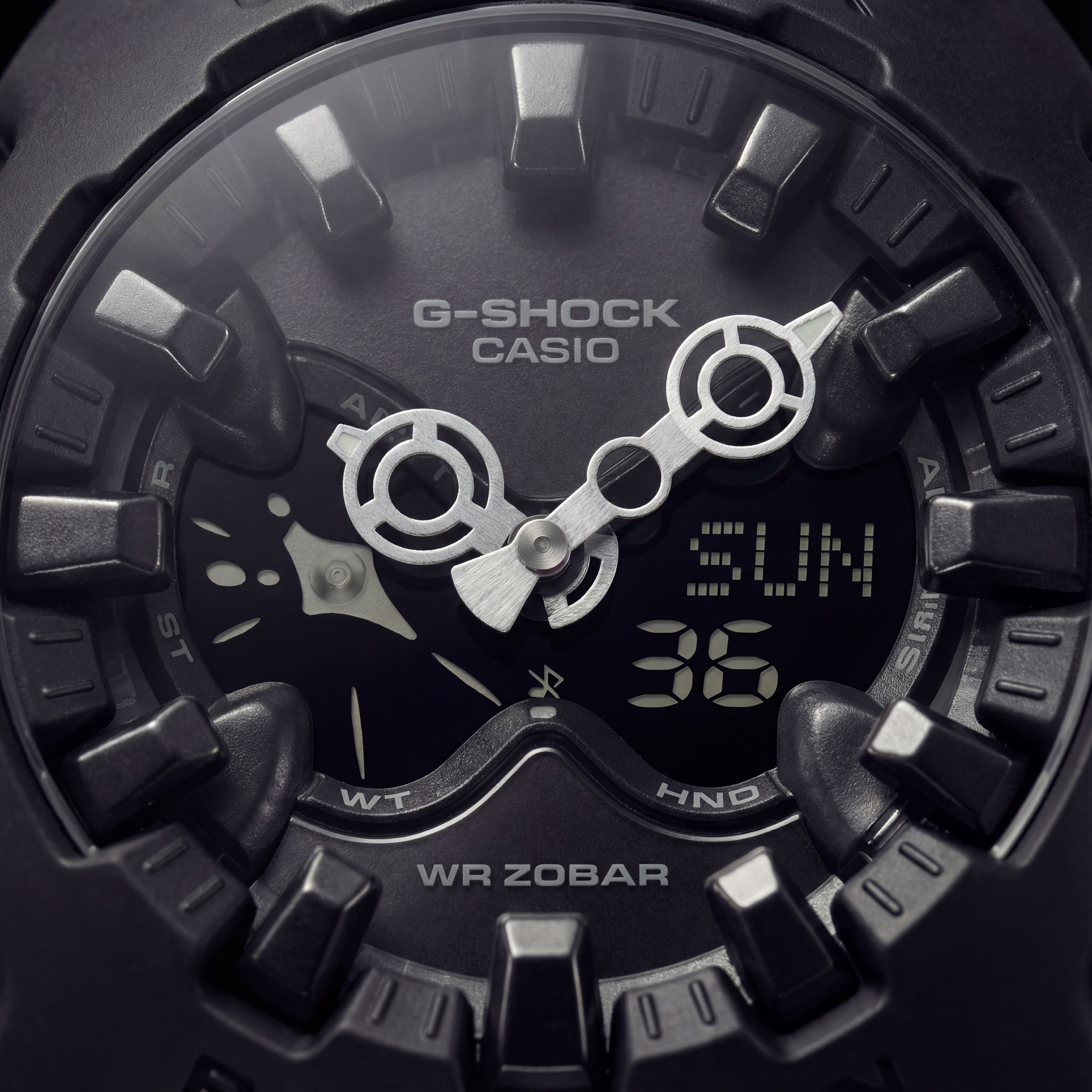 Matte Black Shock-Resistant Hybrid Sports Watch