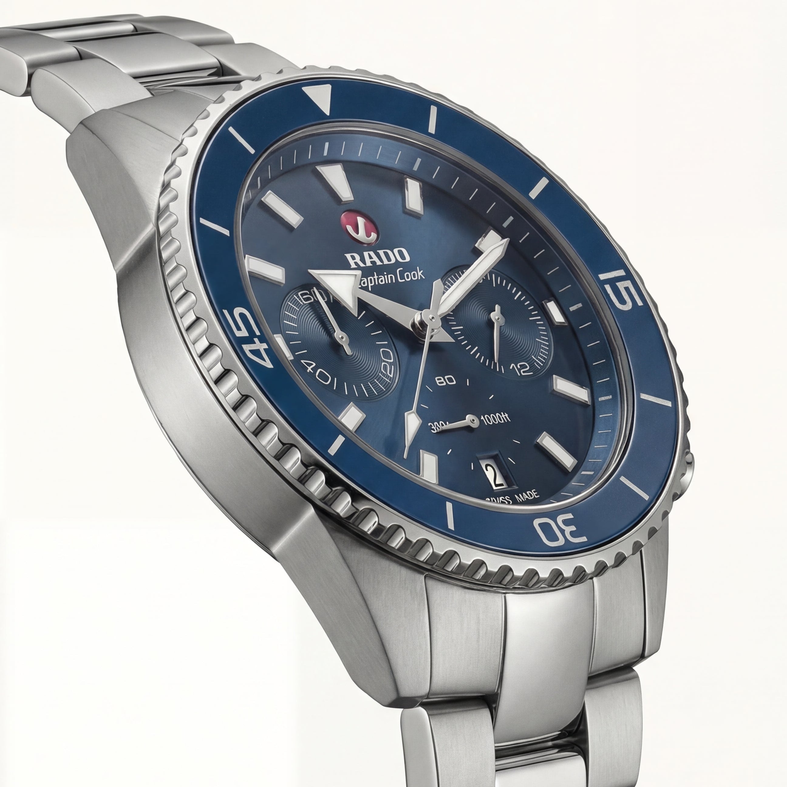 Ocean Blue Diver Chronograph Steel Watch
