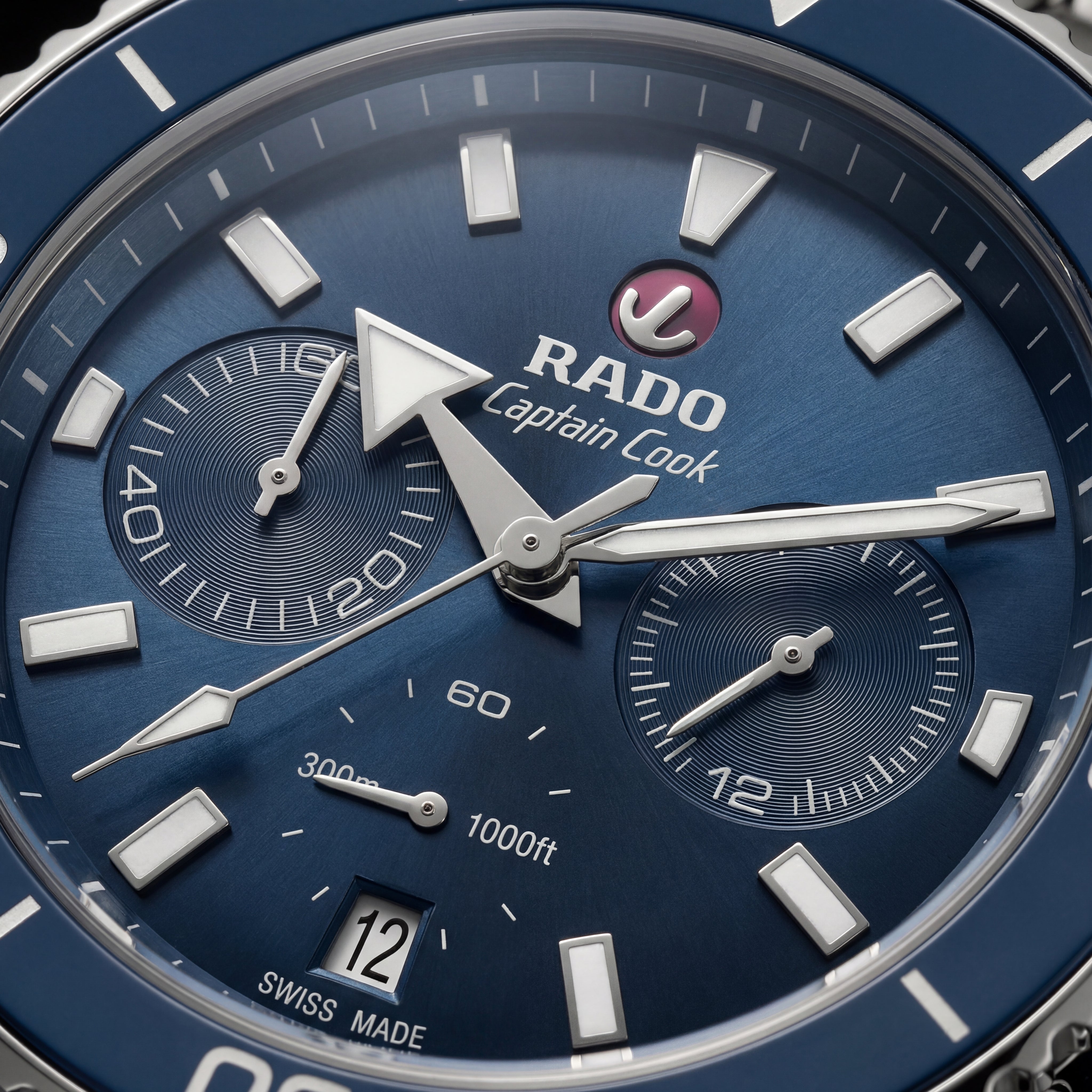 Ocean Blue Diver Chronograph Steel Watch