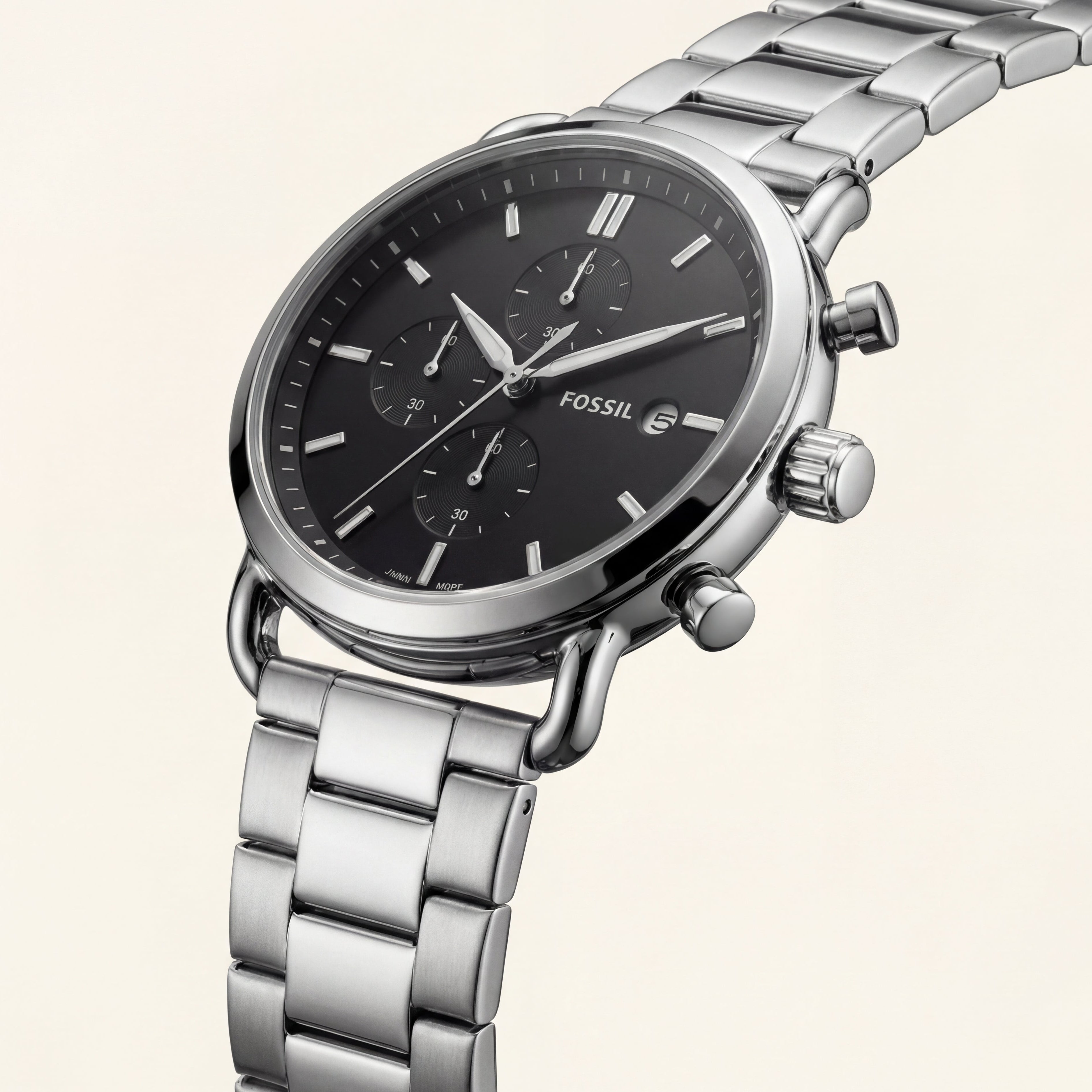 Classic Black Dial Stainless Steel Chronograph Watch
