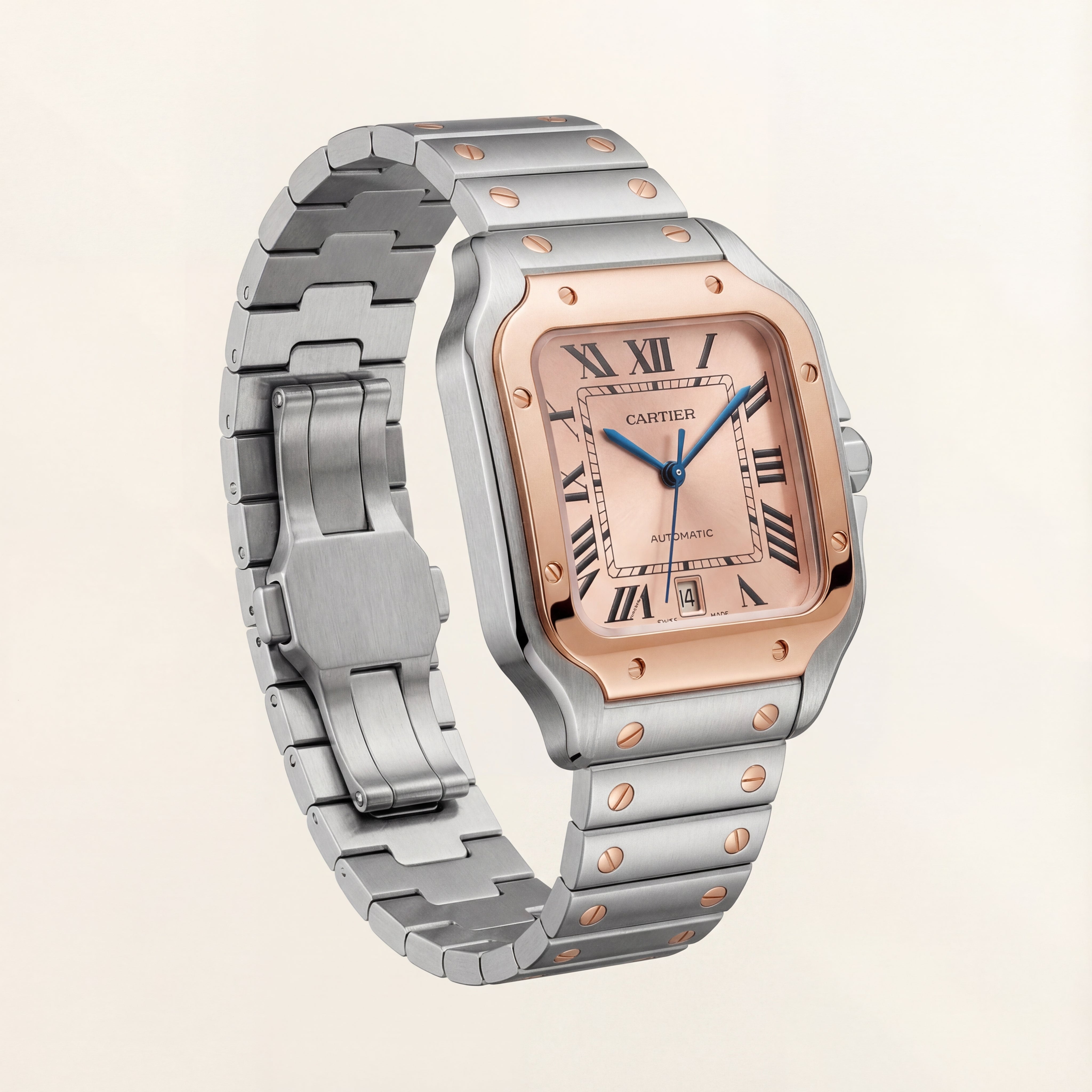 Champagne Gold Square Automatic Roman Dial Steel Watch
