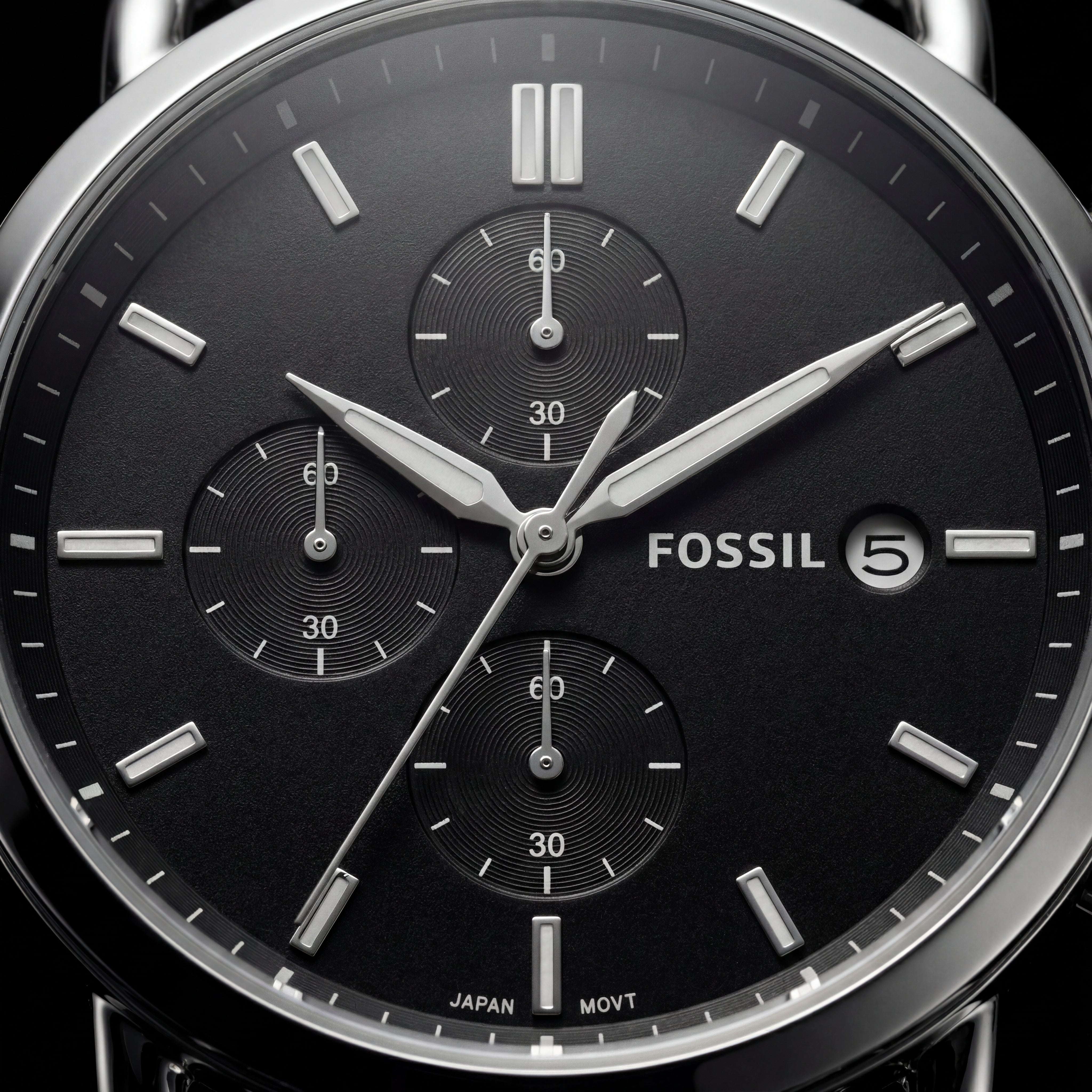 Classic Black Dial Stainless Steel Chronograph Watch