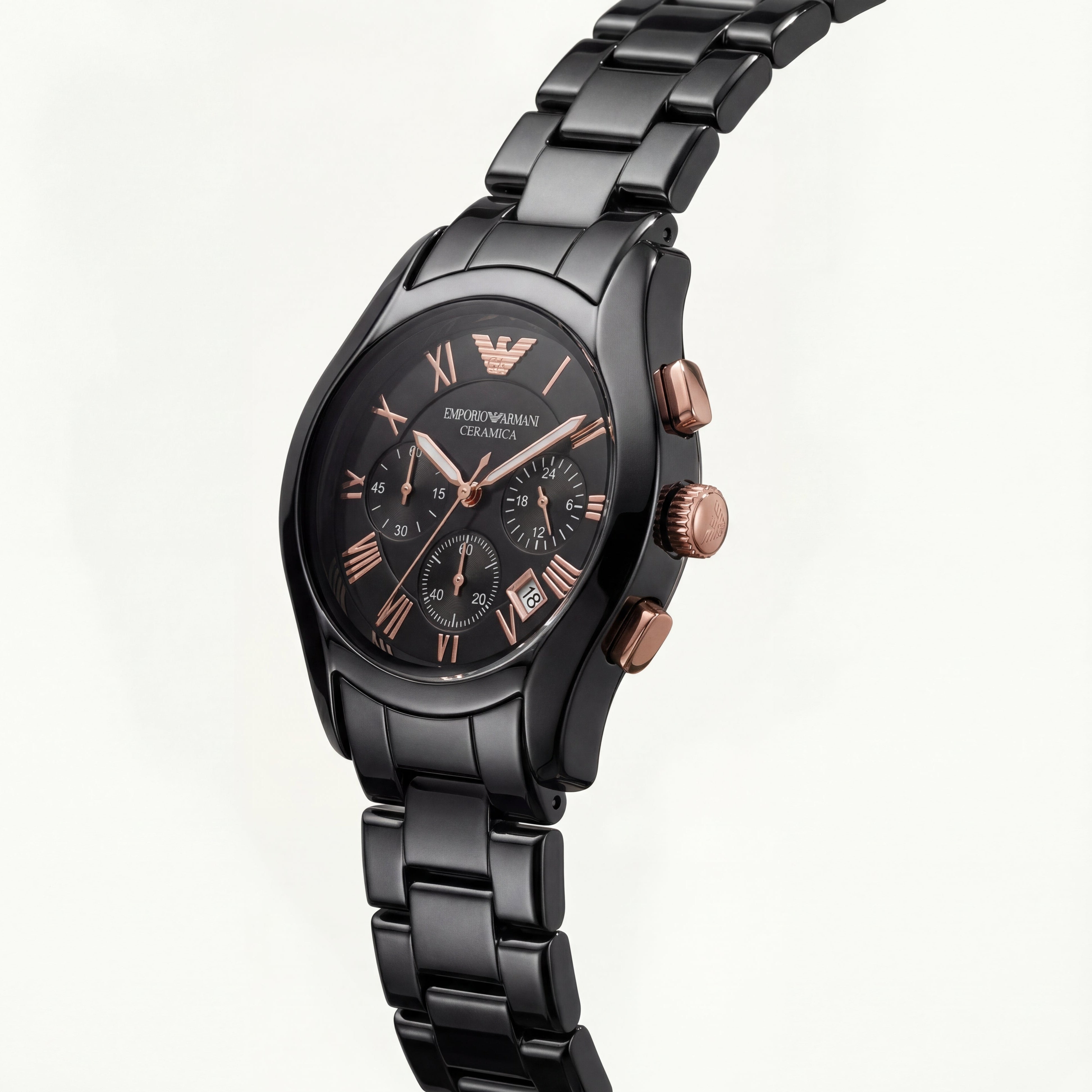 Black Ceramic Rose-Gold Accent Chronograph Watch
