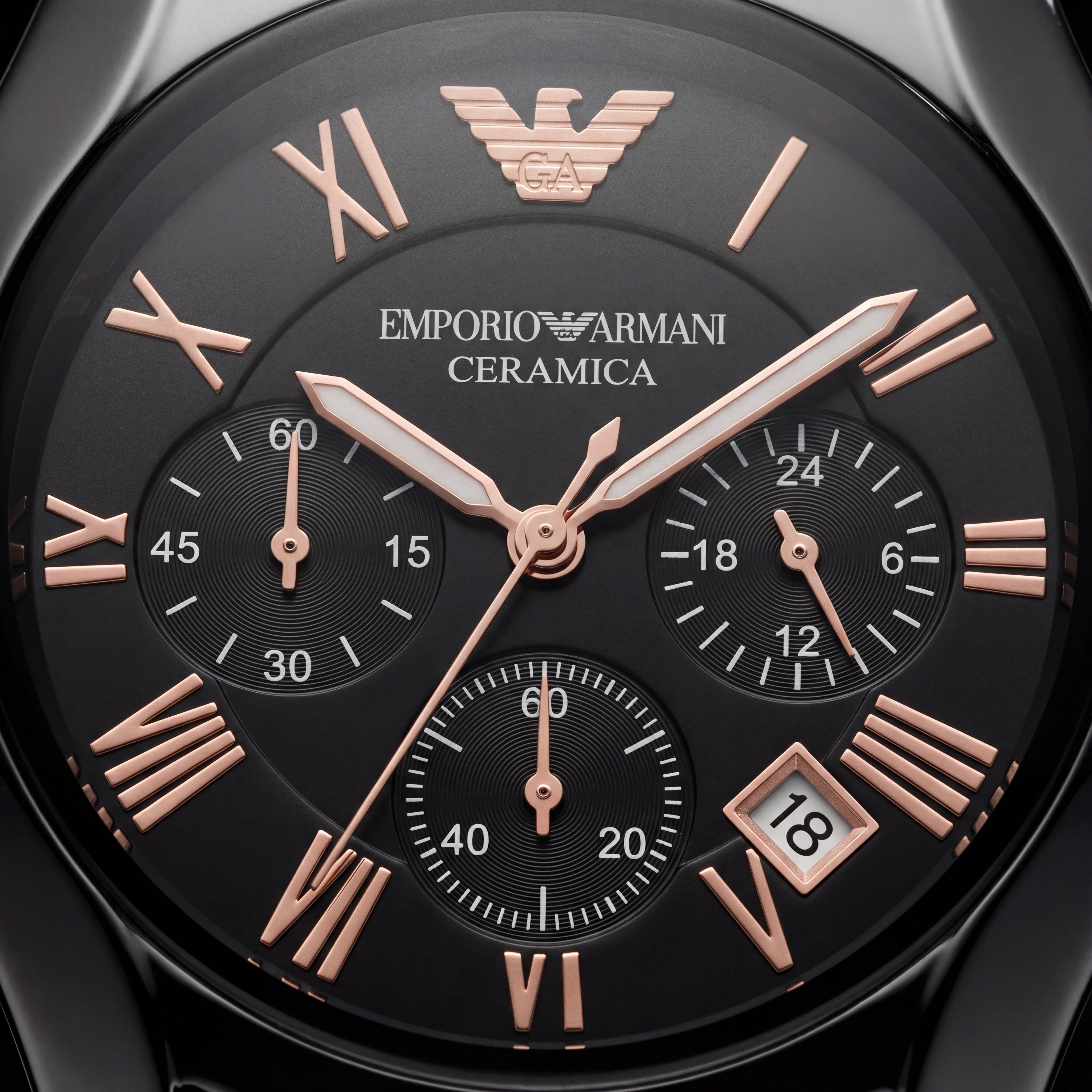 Black Ceramic Rose-Gold Accent Chronograph Watch